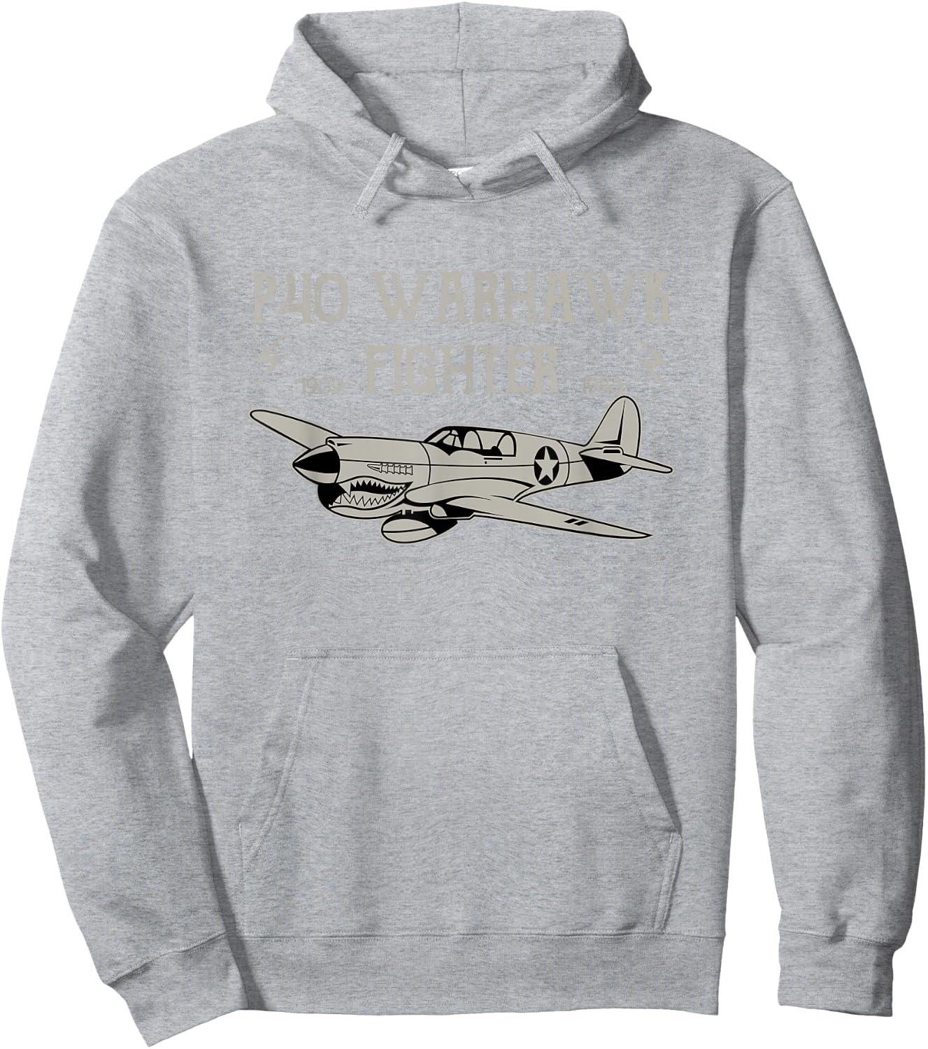 P-40 Warhawk WWII Aeroplane T Shirt Hoodie - Hoodie | Ash
