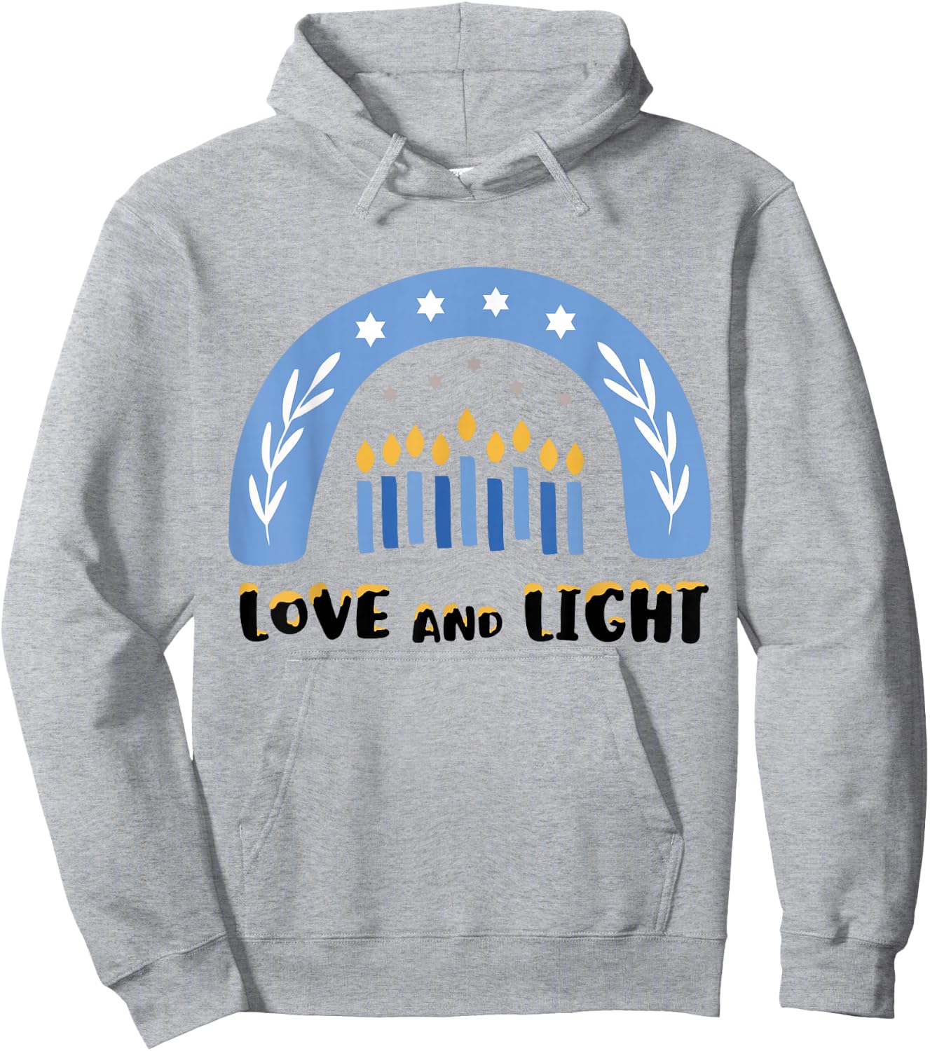 Love and Light Rainbow Hanukkah Shirt Jewish Chanukah Hoodie - Hoodie | Ash