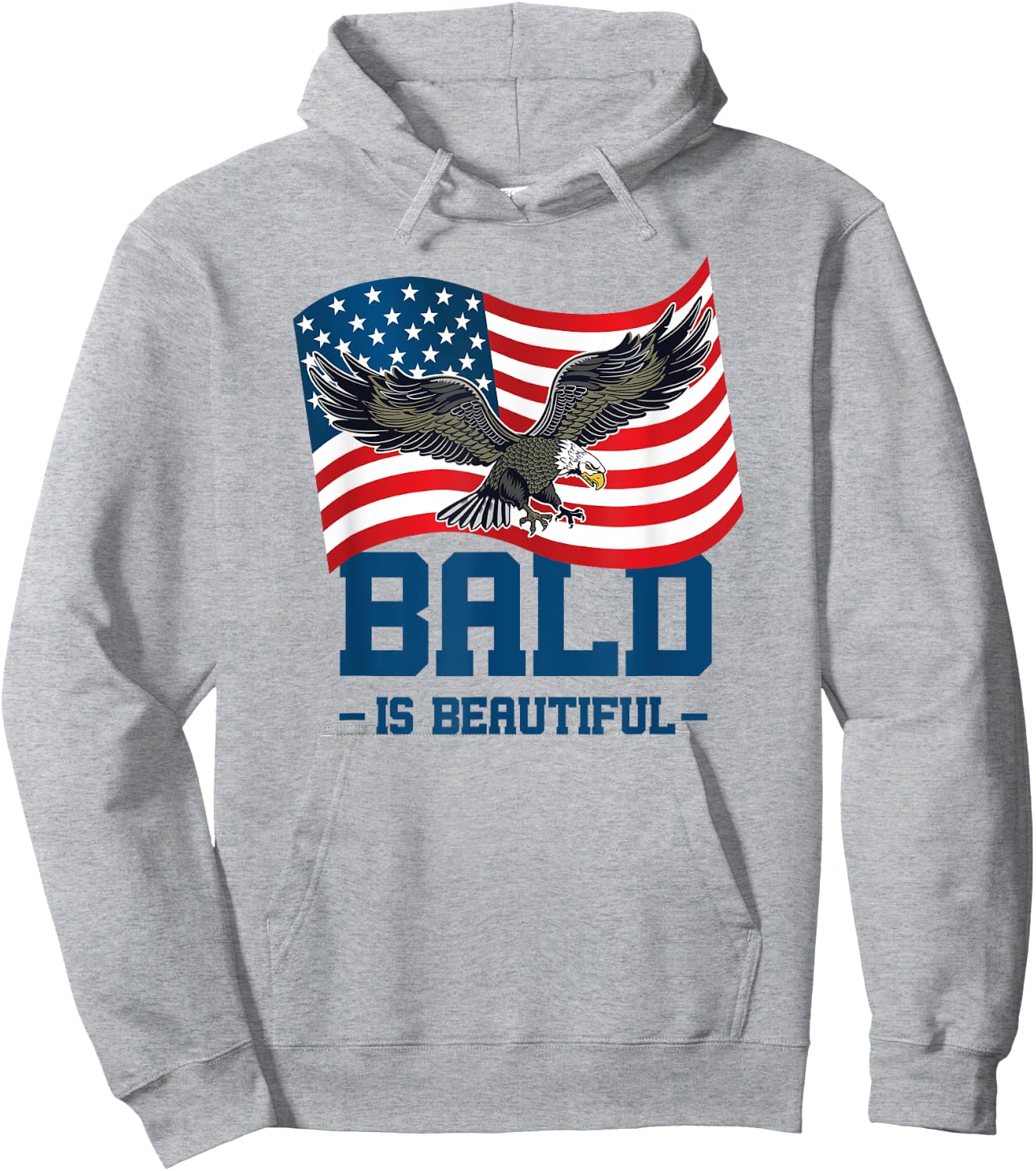 Bald Is Beautiful July 4th Eagle Patriotic American Flag USA Kids Men Hoodie - Hoodie | Ash