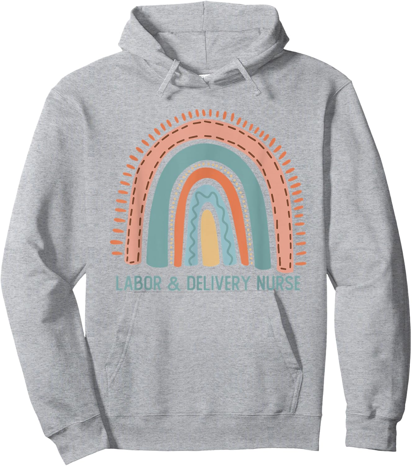 L&D Nurse Pastel Rainbow Labor and Delivery Nurse Hoodie - Hoodie | Ash