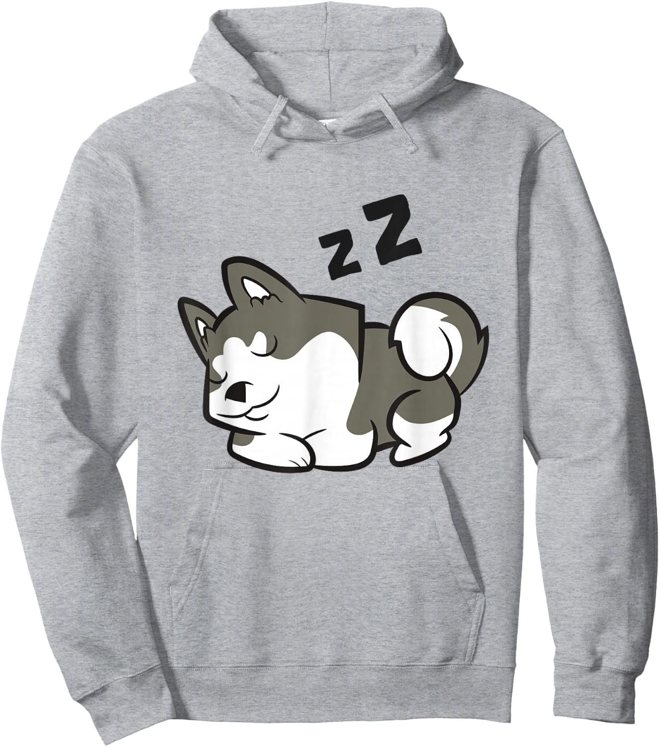 Siberian Husky Dog Sleeping Husky Pajama Hoodie - Hoodie | Ash