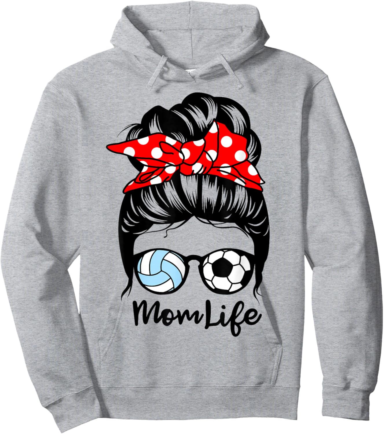 Mom Life Messy Bun Hair Funny Volleyball Soccer Mom Hoodie - Hoodie | Ash