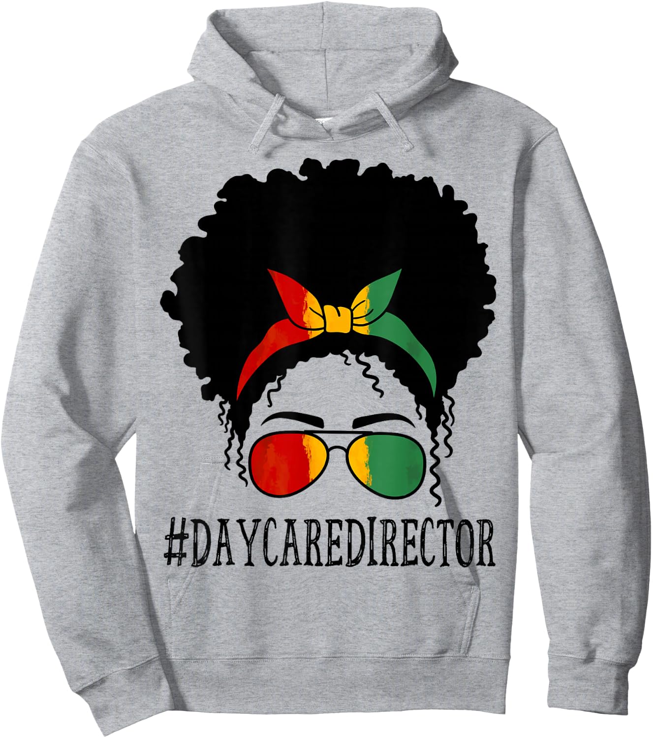 Daycare Director African Women Messy Bun Black History Month Hoodie - Hoodie | Ash