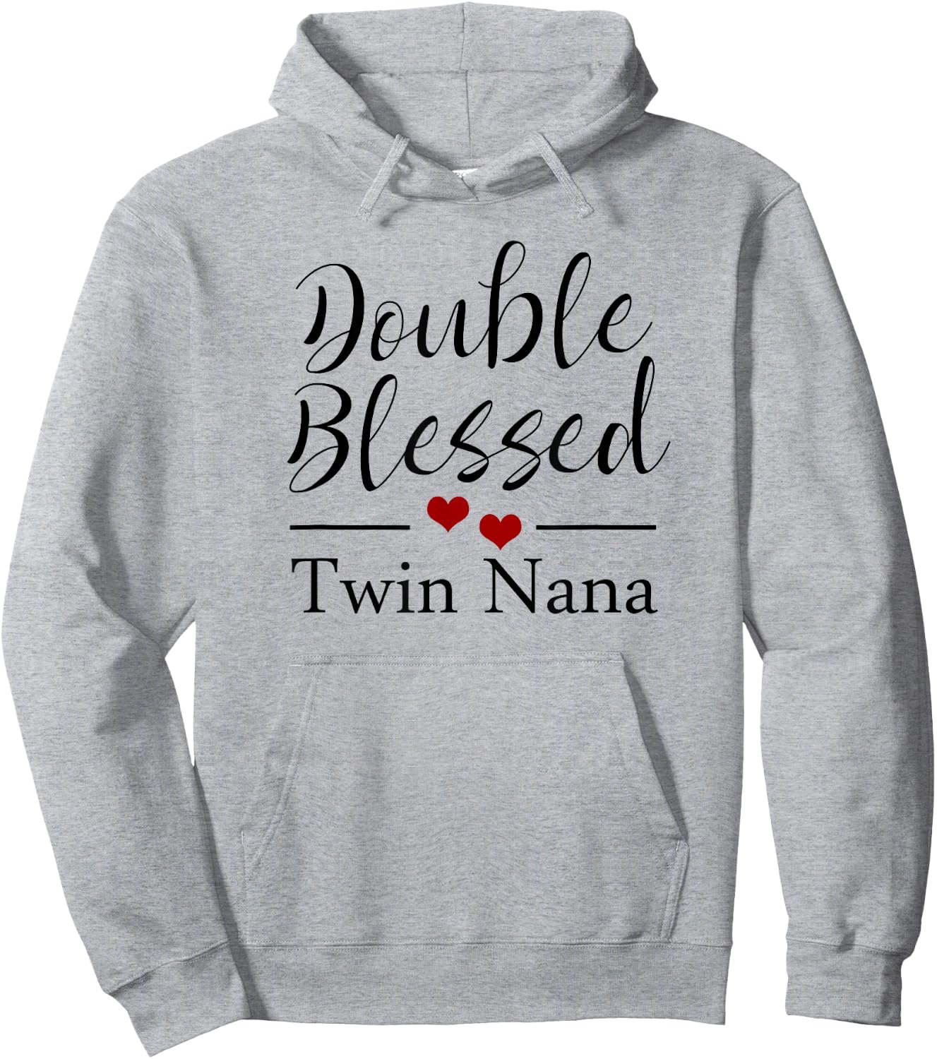 Double Blessed Twin Nana Red Hearts Hoodie - Hoodie | Ash