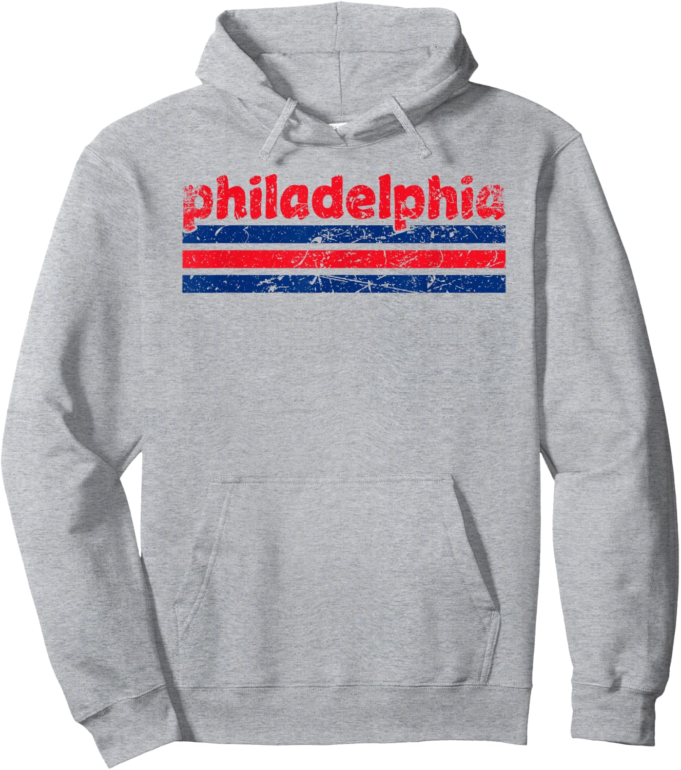 Philadelphia Pennsylvania Three Stripe Vintage Weathered Hoodie - Hoodie | Ash