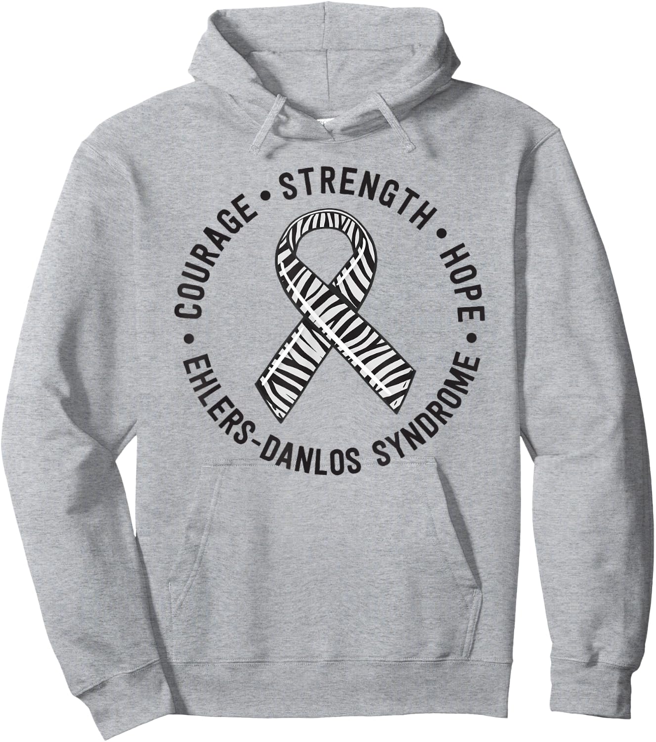Courage Strength Hope Ehlers-Danlos Syndrome EDS Zebra Hoodie - Hoodie | Ash