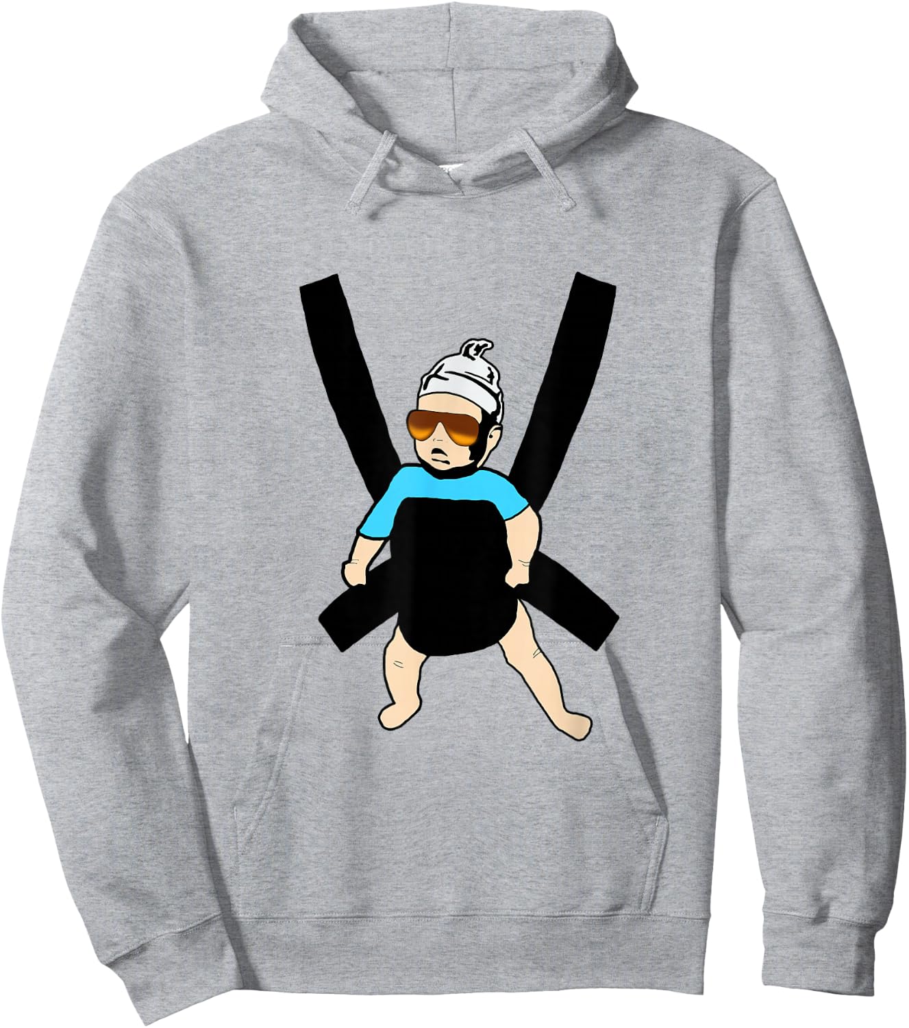 Carlos - Hangover Baby with Sunglasses in a Strap Hoodie - Hoodie | Ash