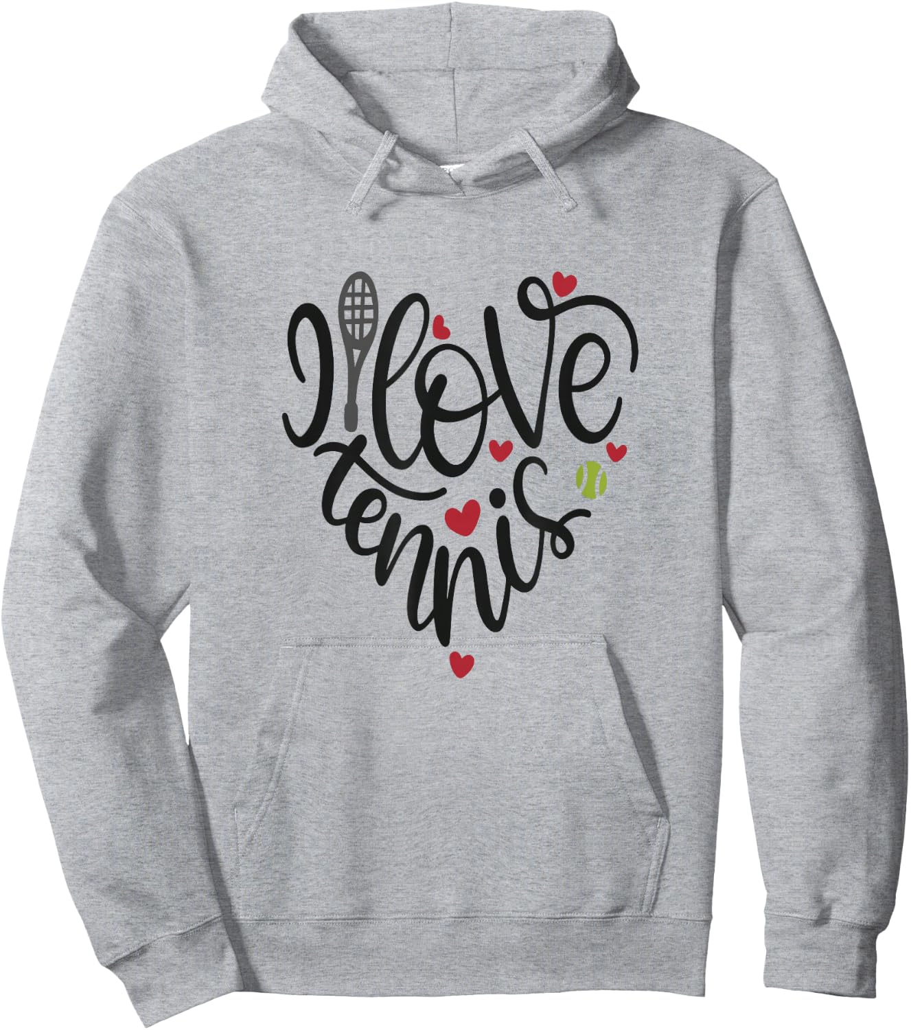 I Love Tennis Shirt Girly School Team Coach Player Heart Hoodie - Hoodie | Ash