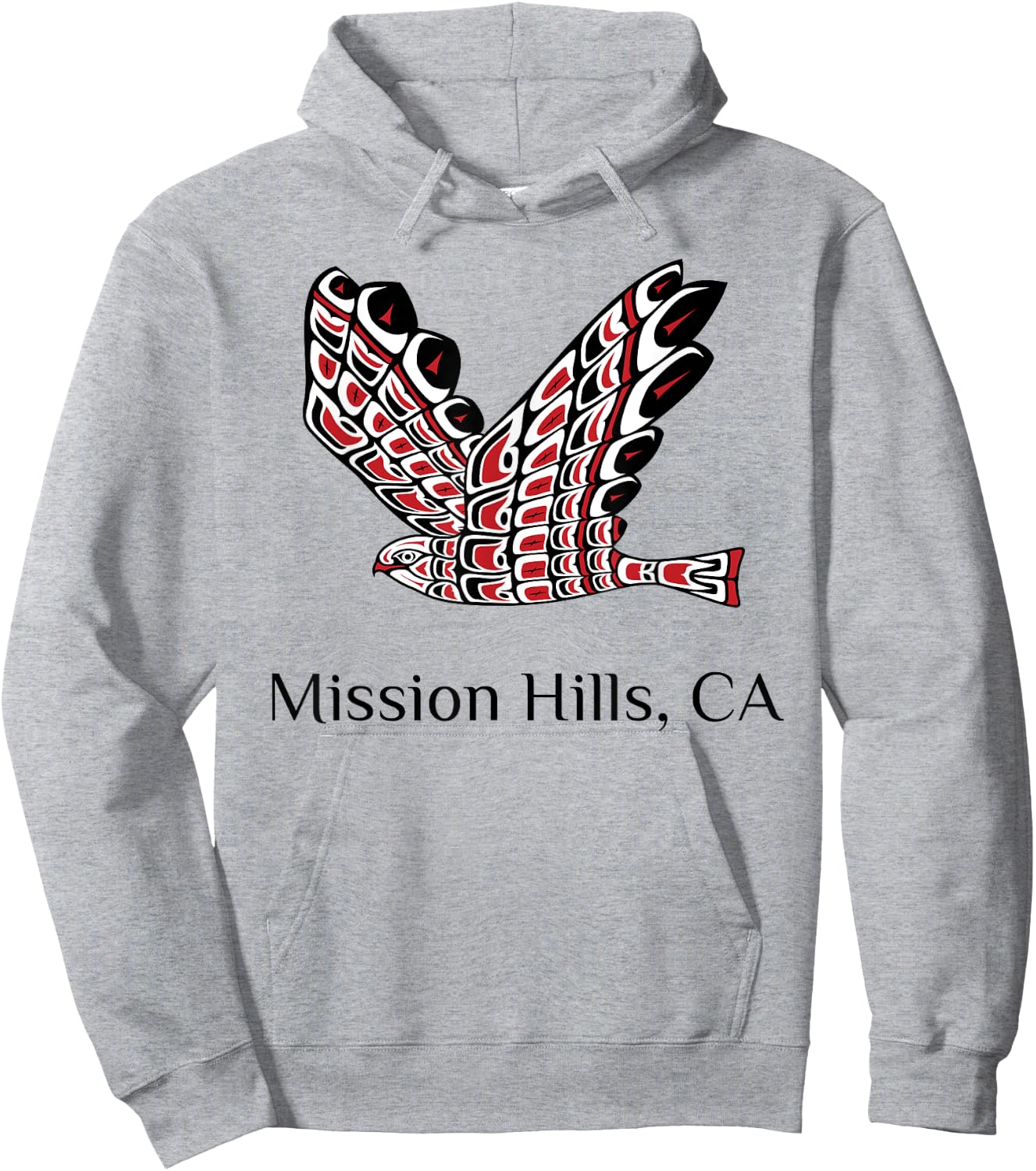 Mission Hills California Red Tail Hawk Native American Hoodie - Hoodie | Ash