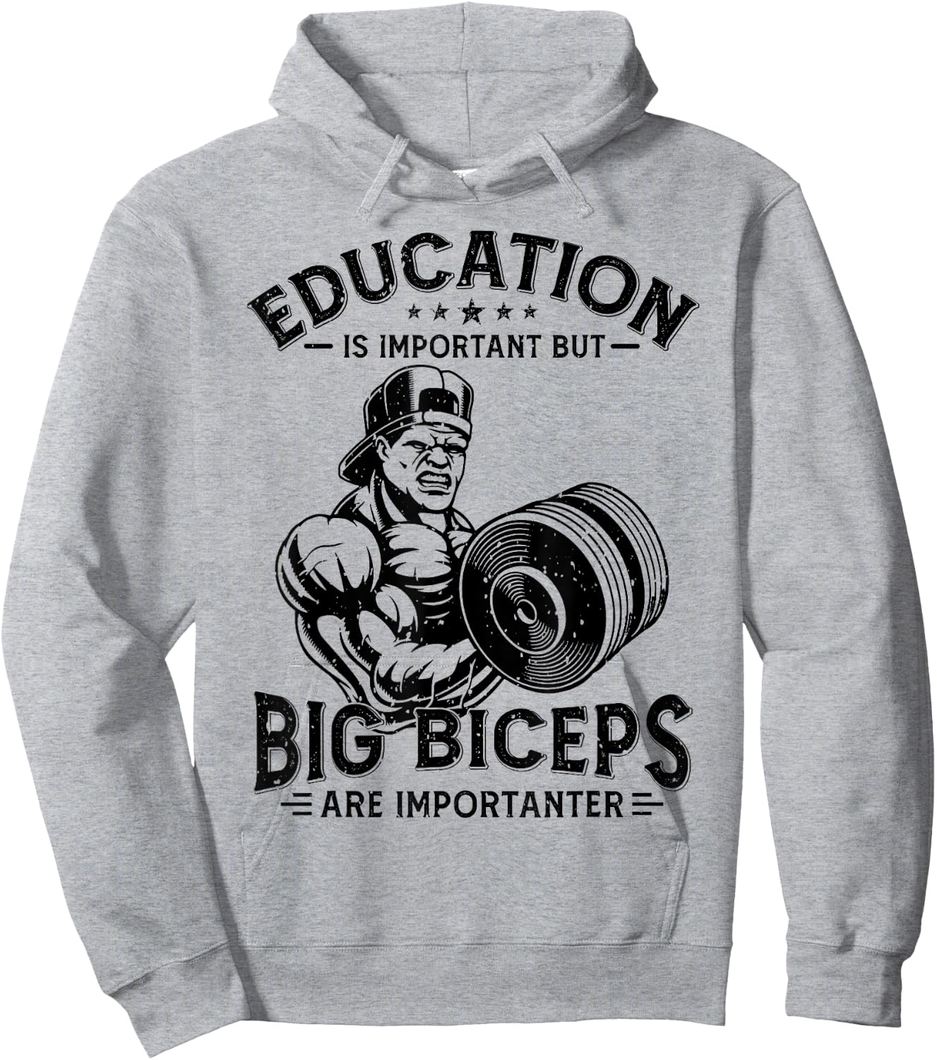 Education Is Important But Big Biceps Are Importanter Gym Hoodie - Hoodie | Ash