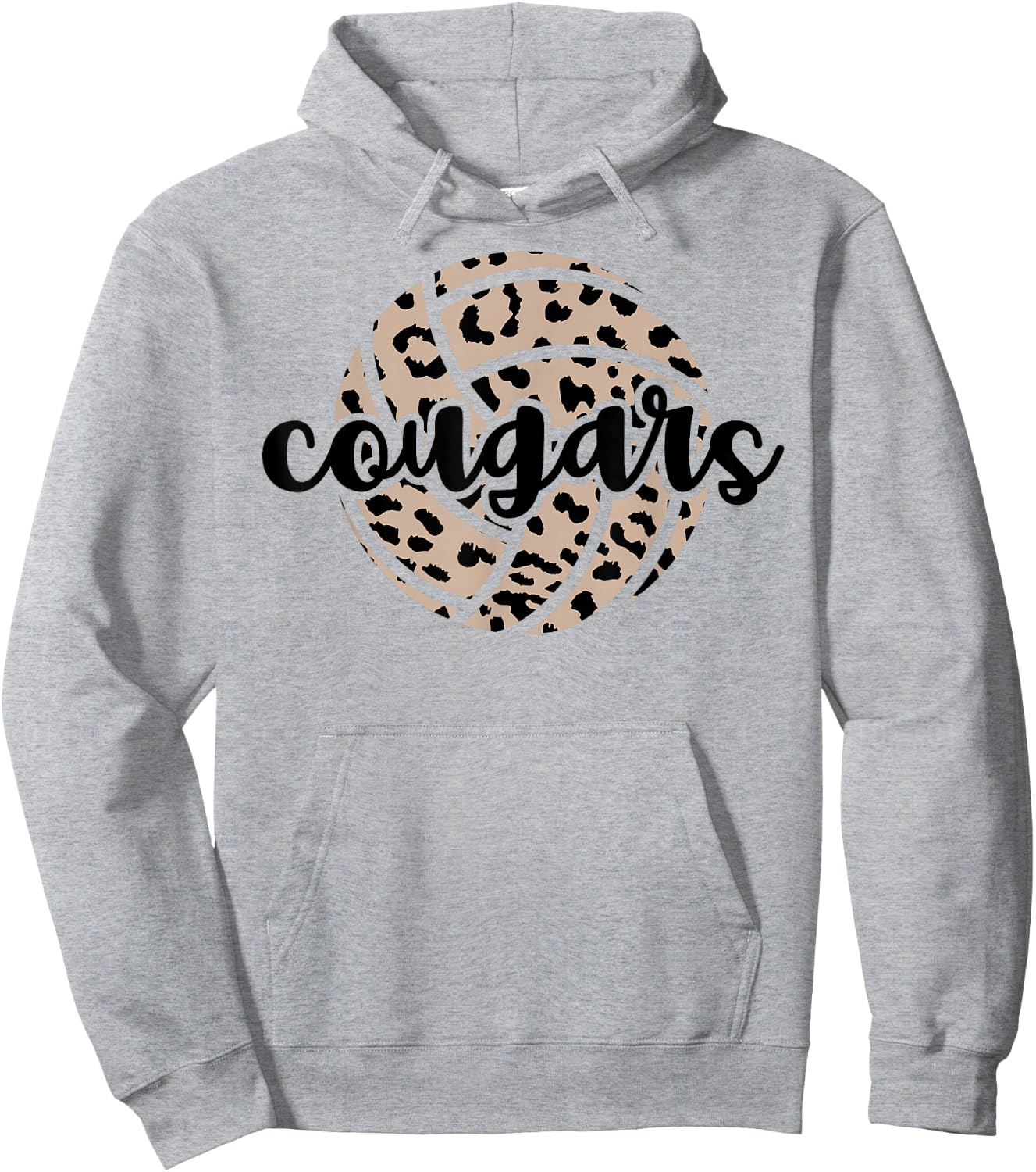 Cougars Volleyball Team Cheetah Mascot School Spirit Game Hoodie - Hoodie | Ash
