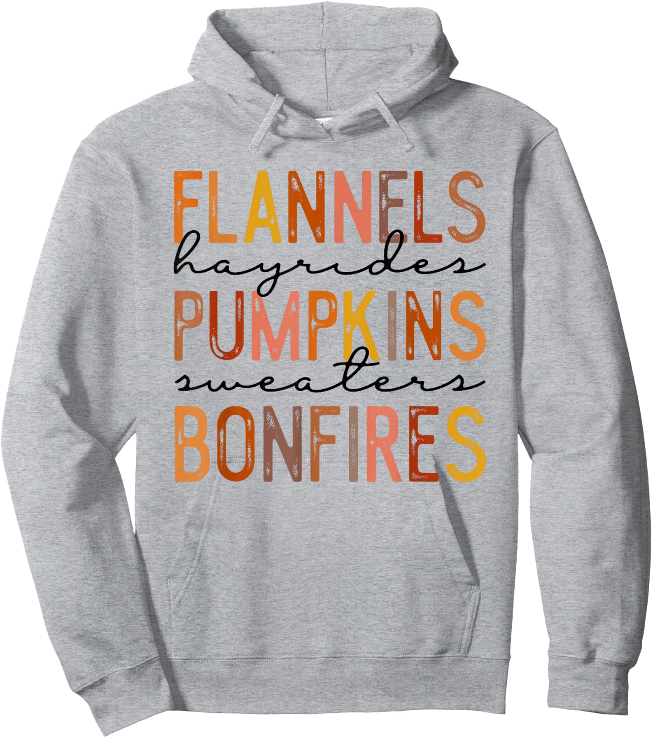 Flannels Hayrides Pumpkins Sweaters Bonfires Autumn Vintage Hoodie - Hoodie | Ash