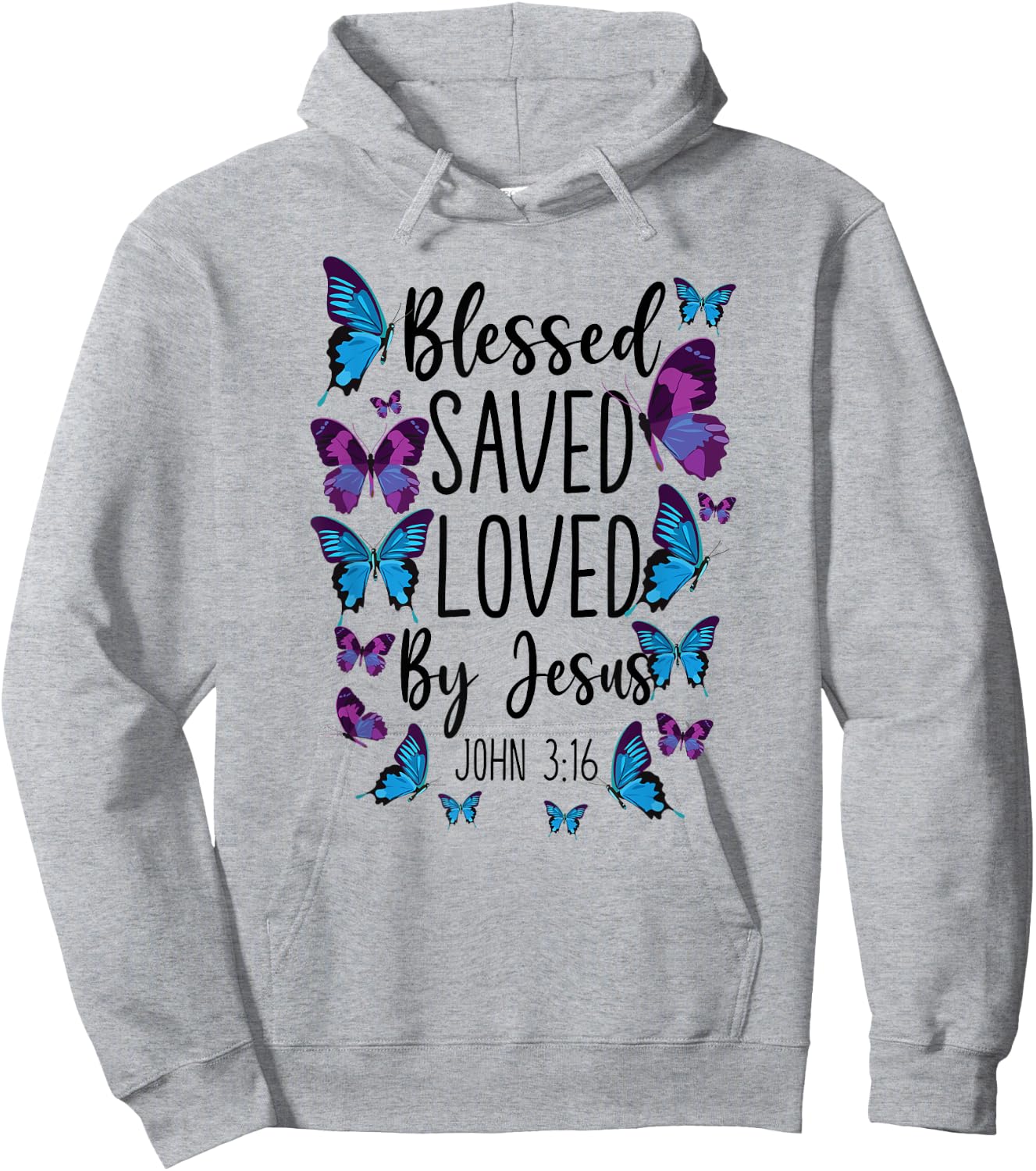 Christian Bible Verse Quote Butterfly John 3:16 Hoodie - Hoodie | Ash