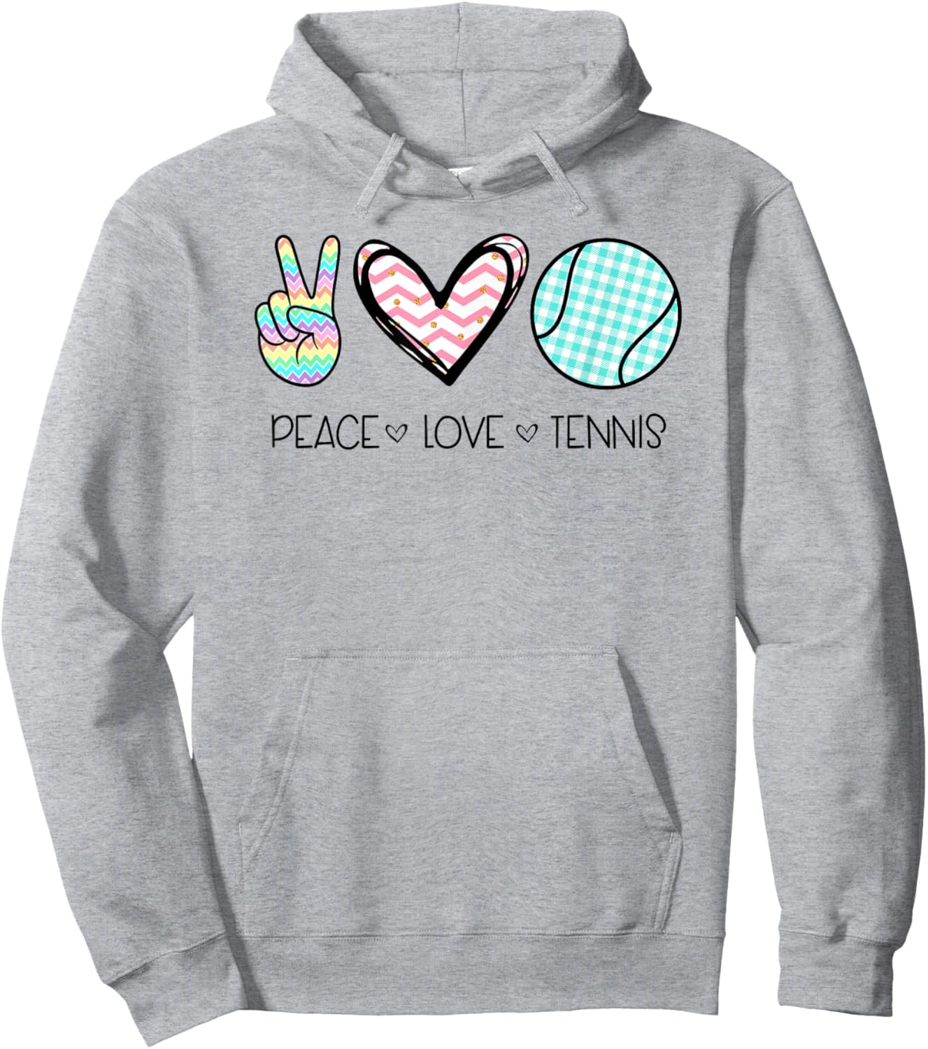 Peace Love Tennis Cute Design Teen Girls Hoodie - Hoodie | Ash