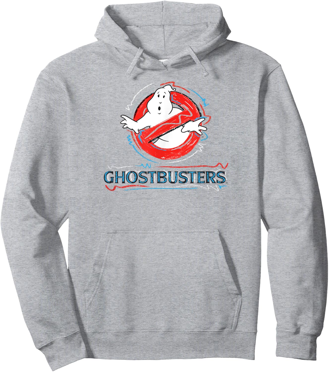 Ghostbusters No Ghost Scribbles Logo Funny Retro Movie Hoodie - Hoodie | Ash