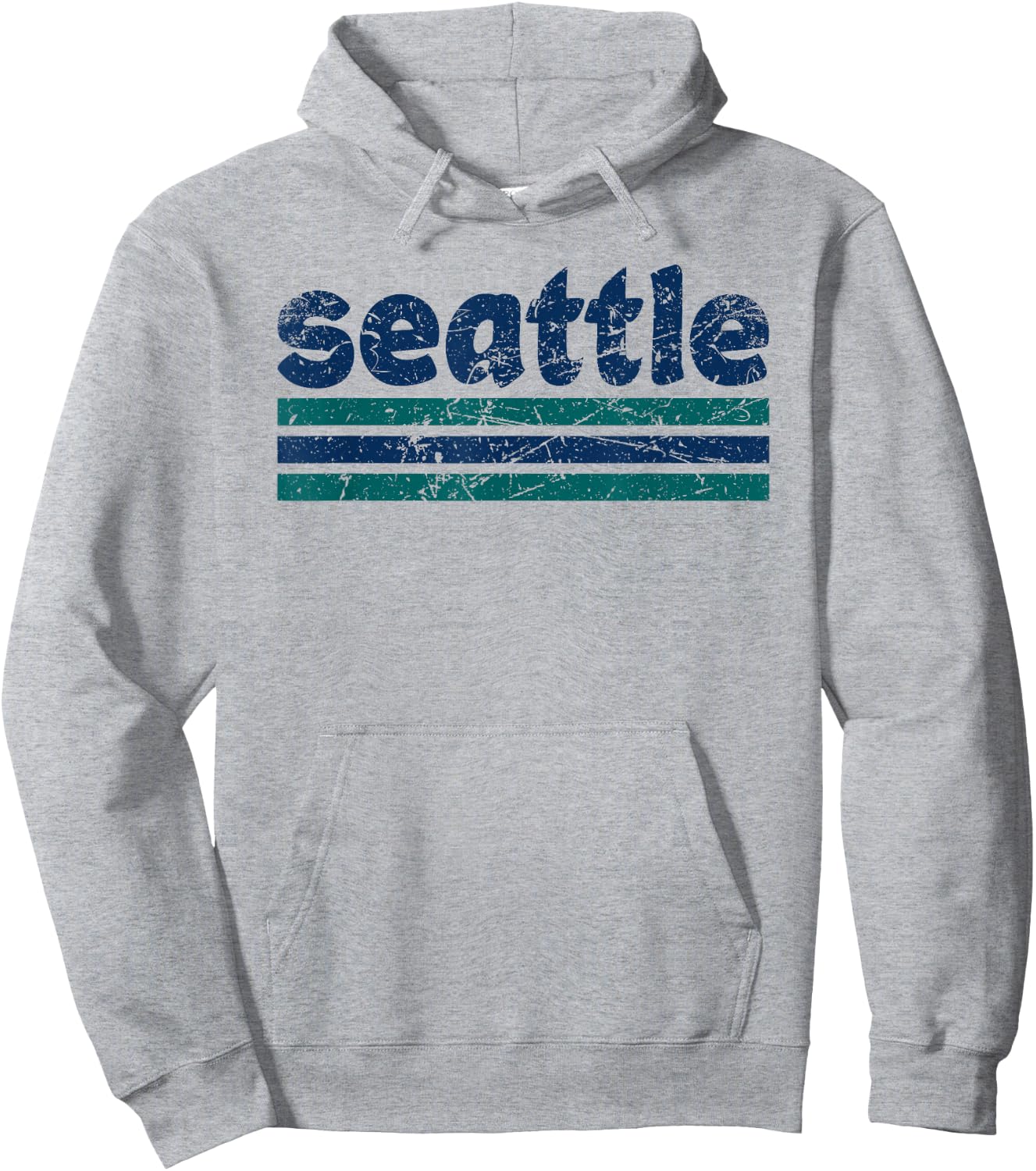 Seattle Washington Three Stripe Vintage Weathered Hoodie - Hoodie | Ash