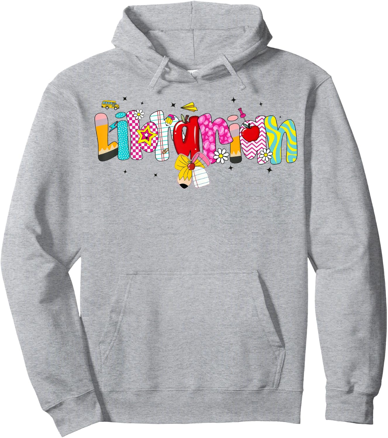Coquette Pencil Bow Librarian Back to School Bookworm Hoodie - Hoodie | Ash