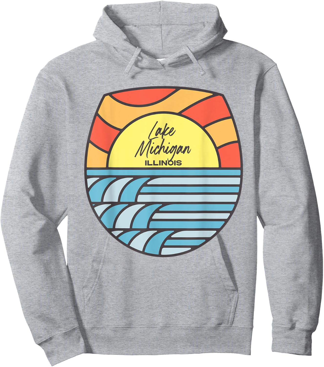 Lake Michigan Illinois IL Sunset Vacation Souvenir Chicago Hoodie - Hoodie | Ash