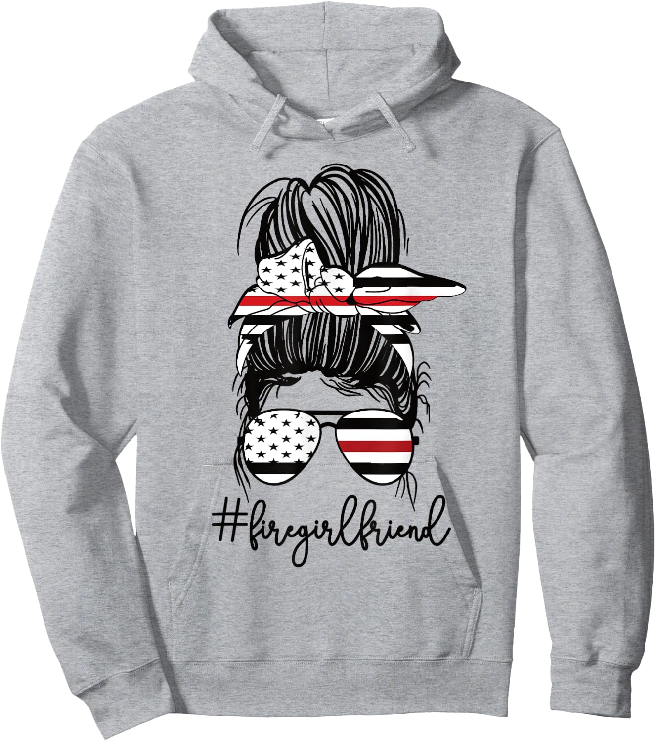 Funny Fire Girlfriend Thin Red Line Firefighter Girlfriend Hoodie - Hoodie | Ash