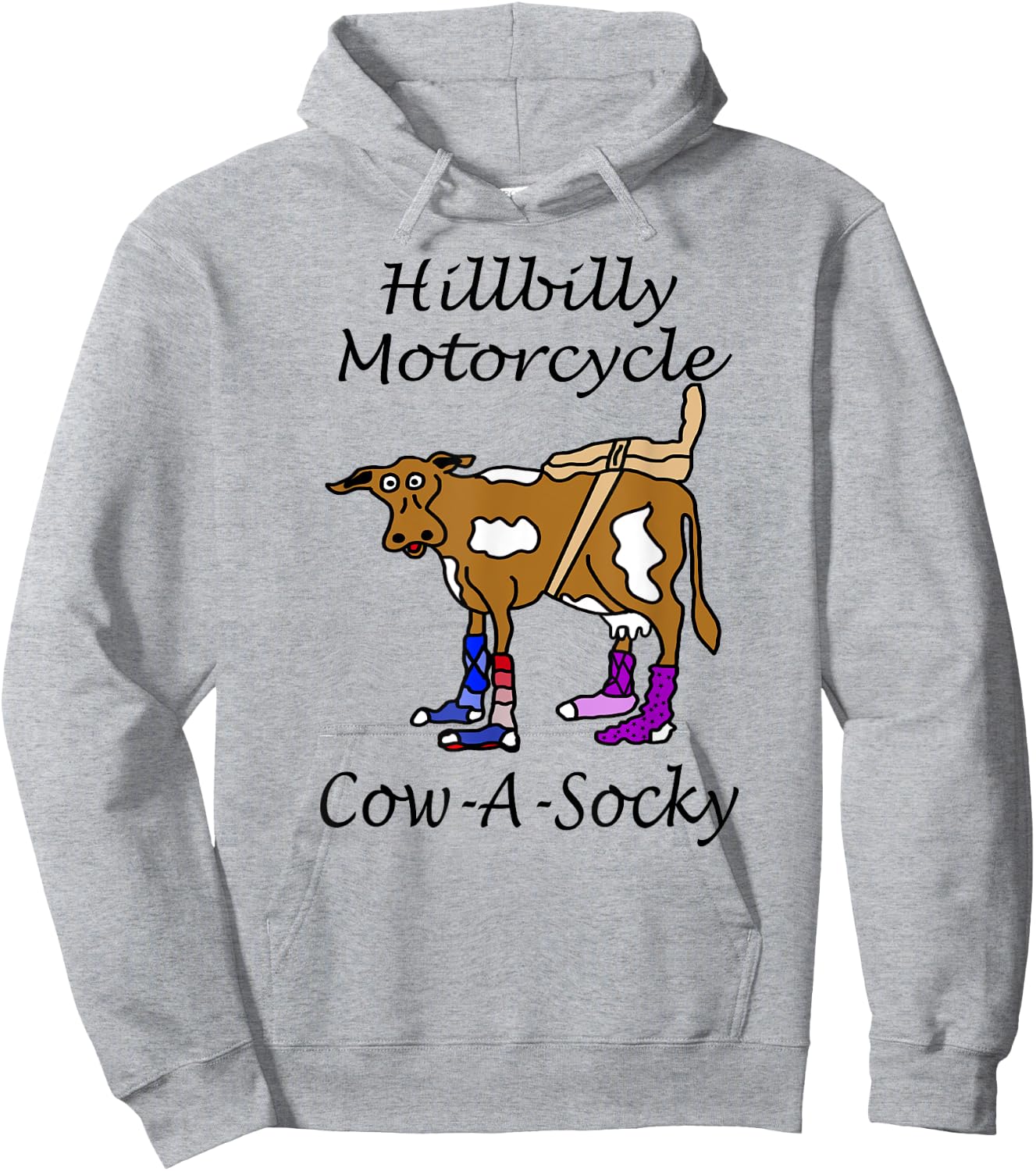 Hillbilly Motorcycle Funny Cow Gift Cow A Socky Hoodie - Hoodie | Ash