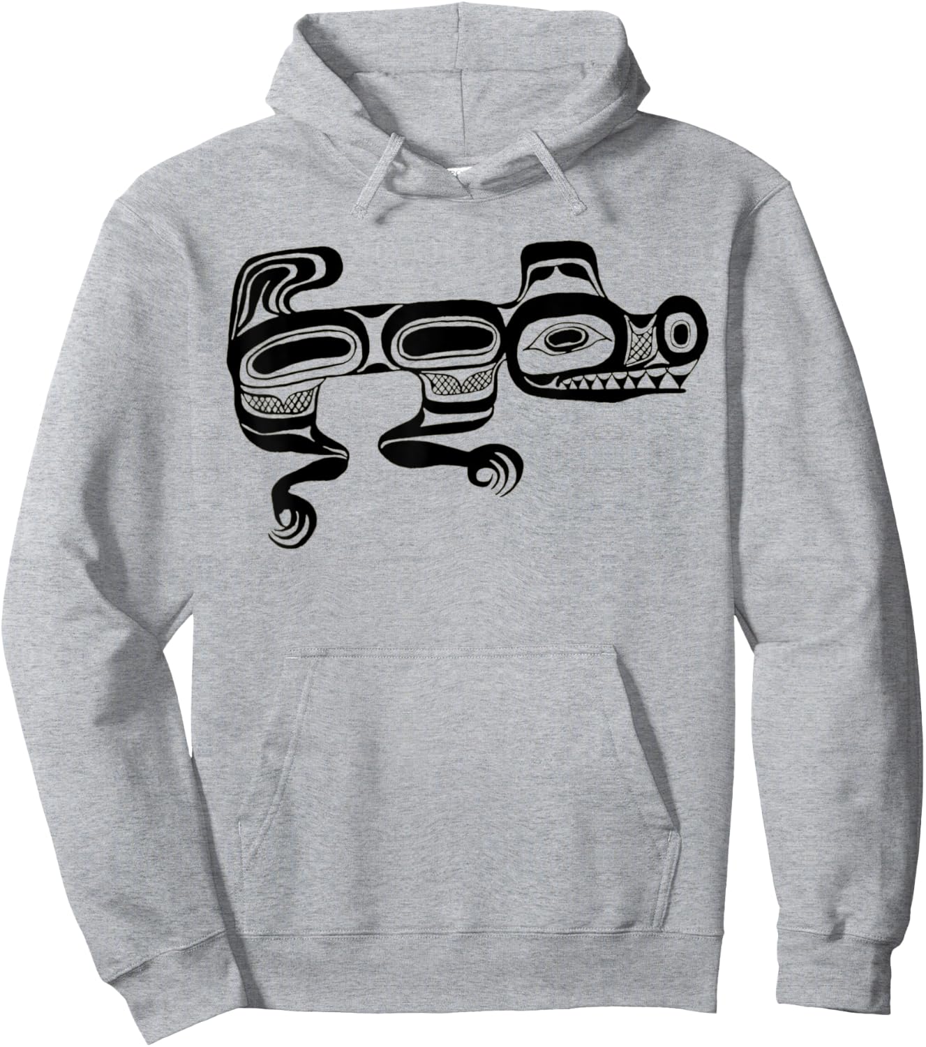 Sea Wolf Wasco Haida Pacific Northwest Coast Indian Tribal Hoodie - Hoodie | Ash
