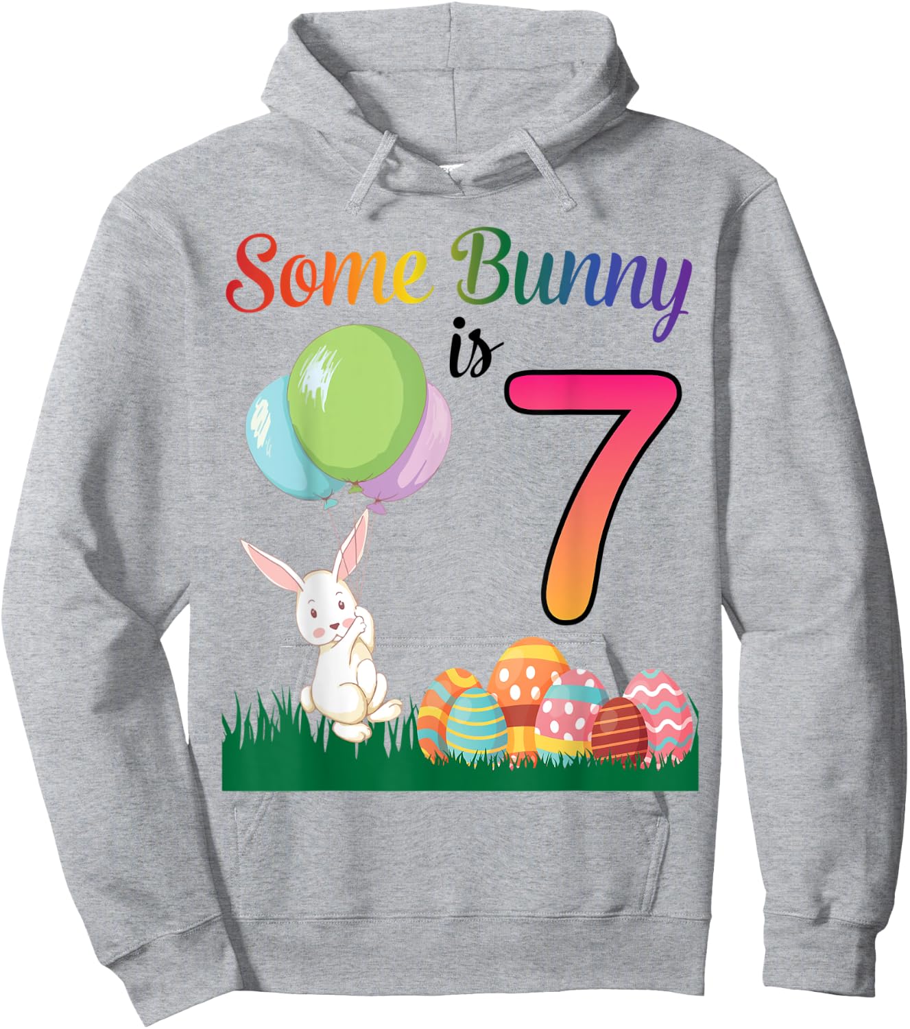 Balloon Egg Happy Easter Birthday Some Bunny Is 7 Years Old Hoodie - Hoodie | Ash