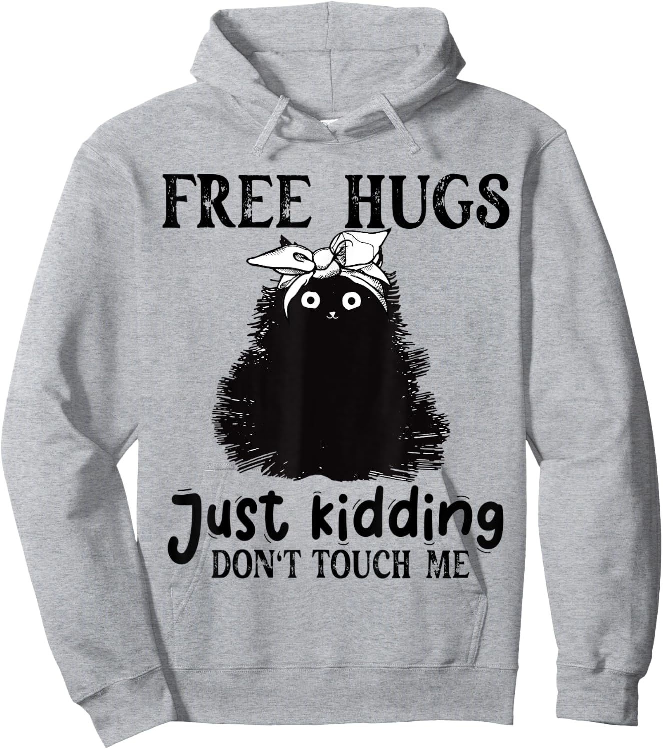 Black Cat Free Hug Just Kidding Don't Touch-Me Costume Hoodie - Hoodie | Ash
