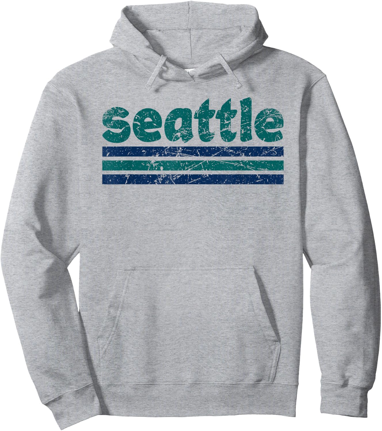 Seattle Washington Three Stripe Vintage Weathered Hoodie - Hoodie | Ash