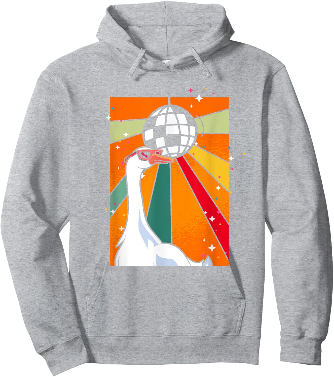 Funny Cool Farm Animal Disco Ball Sunglasses Retro Goose Hoodie - Hoodie | Ash