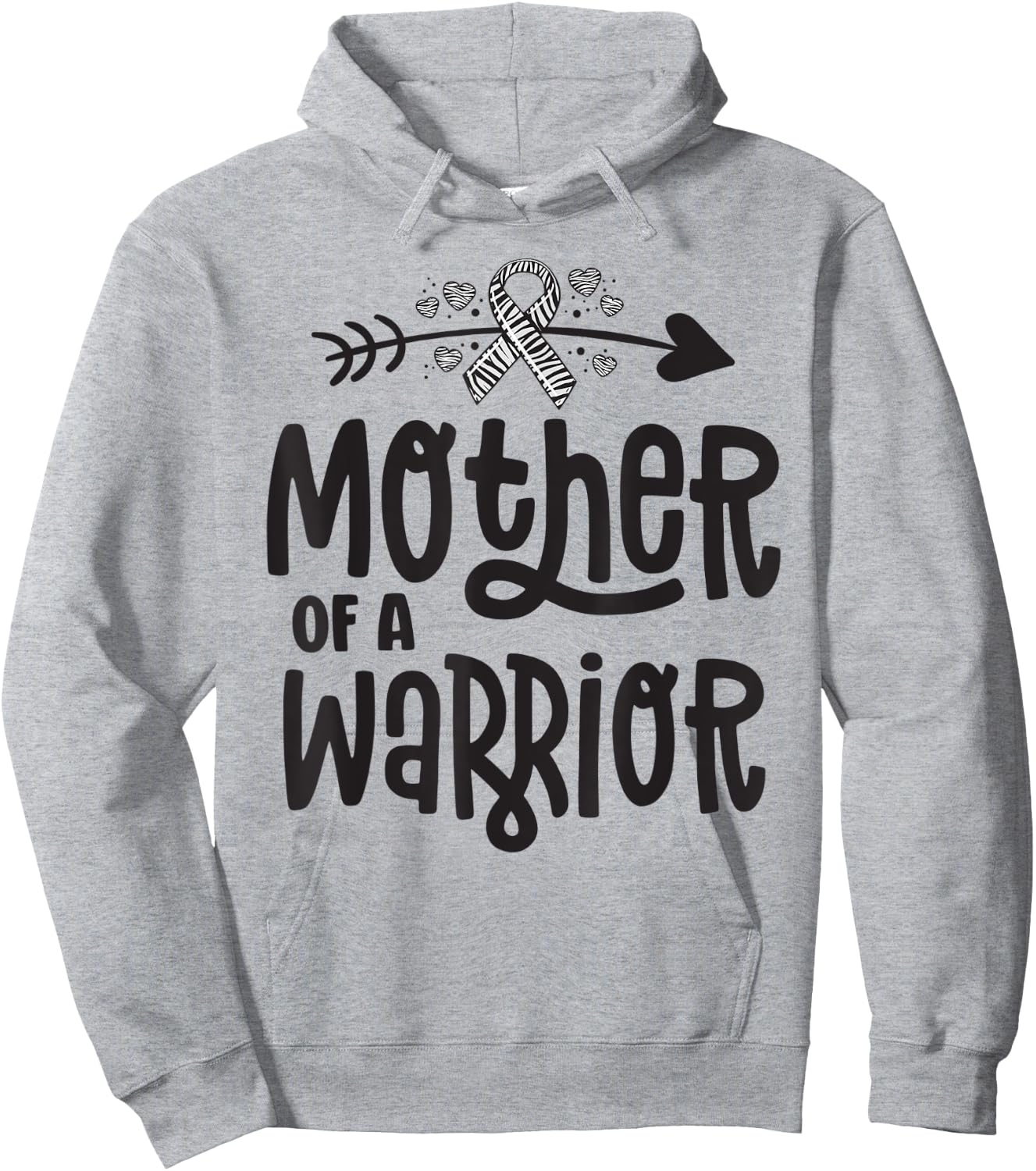 Mother Of A Rare Disease Warrior Awareness Zebra Ribbon Mom Hoodie - Hoodie | Ash