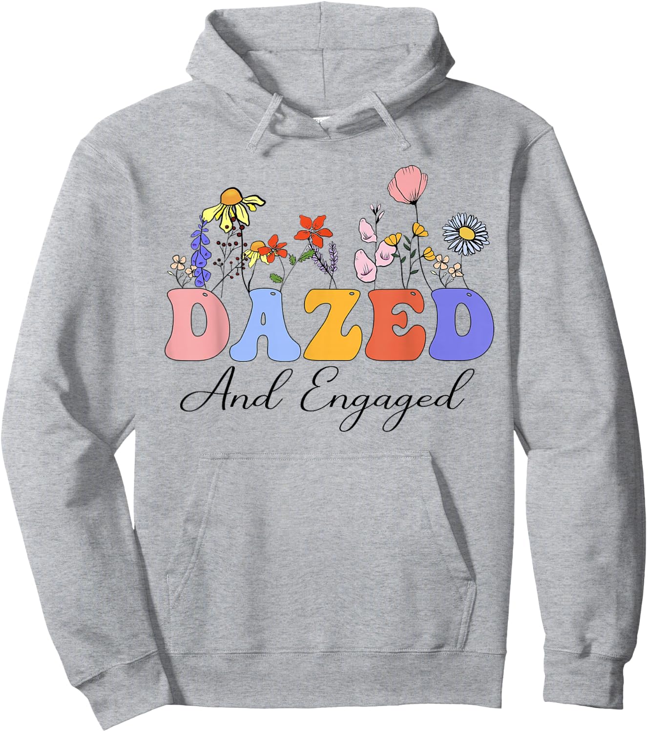 Dazed And Engaged Bachelorette Party Wildflowers Retro Hoodie - Hoodie | Ash