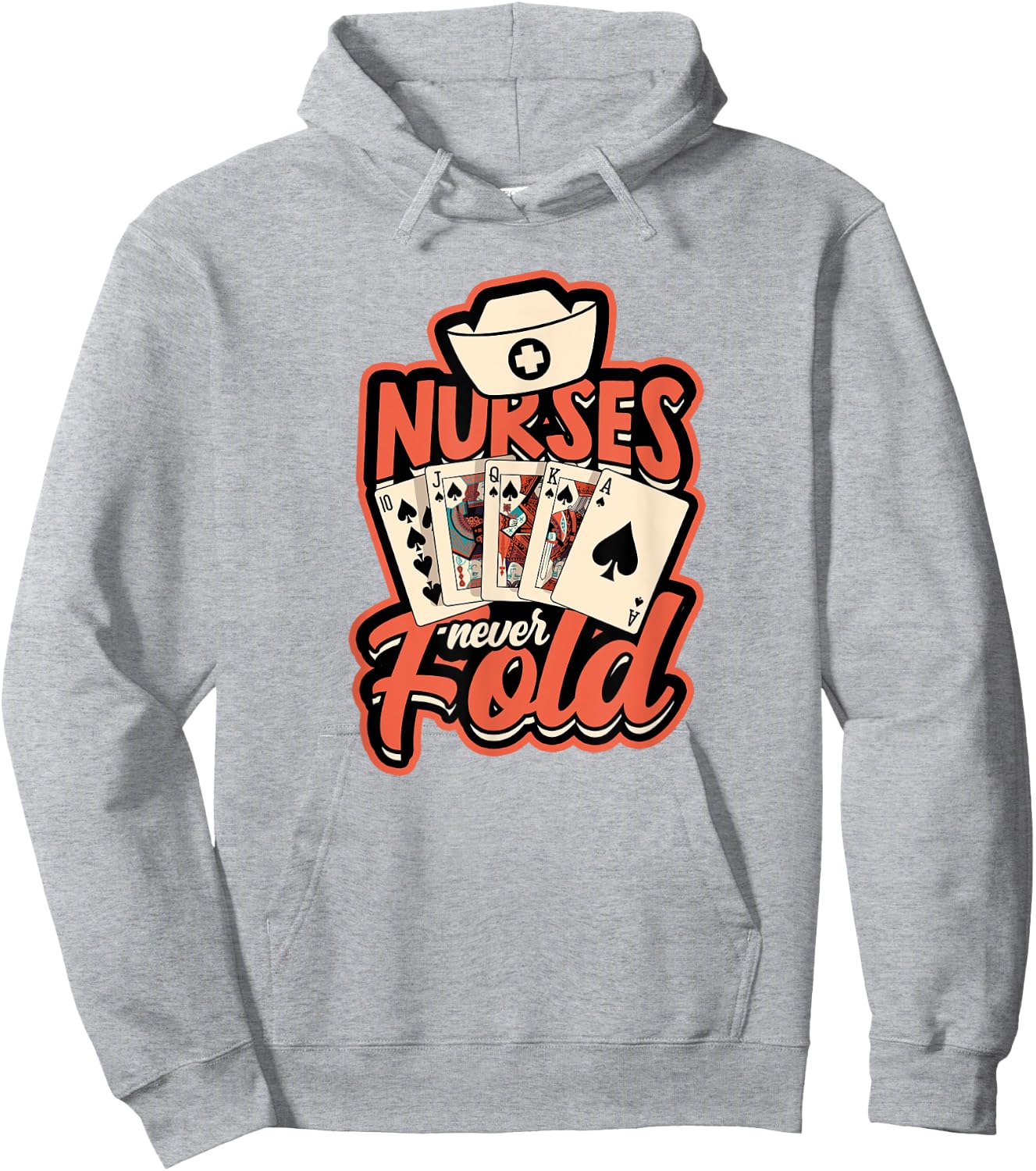 Nurses never fold - Poker, Spades and Mahjong Casino Night Hoodie - Hoodie | Ash