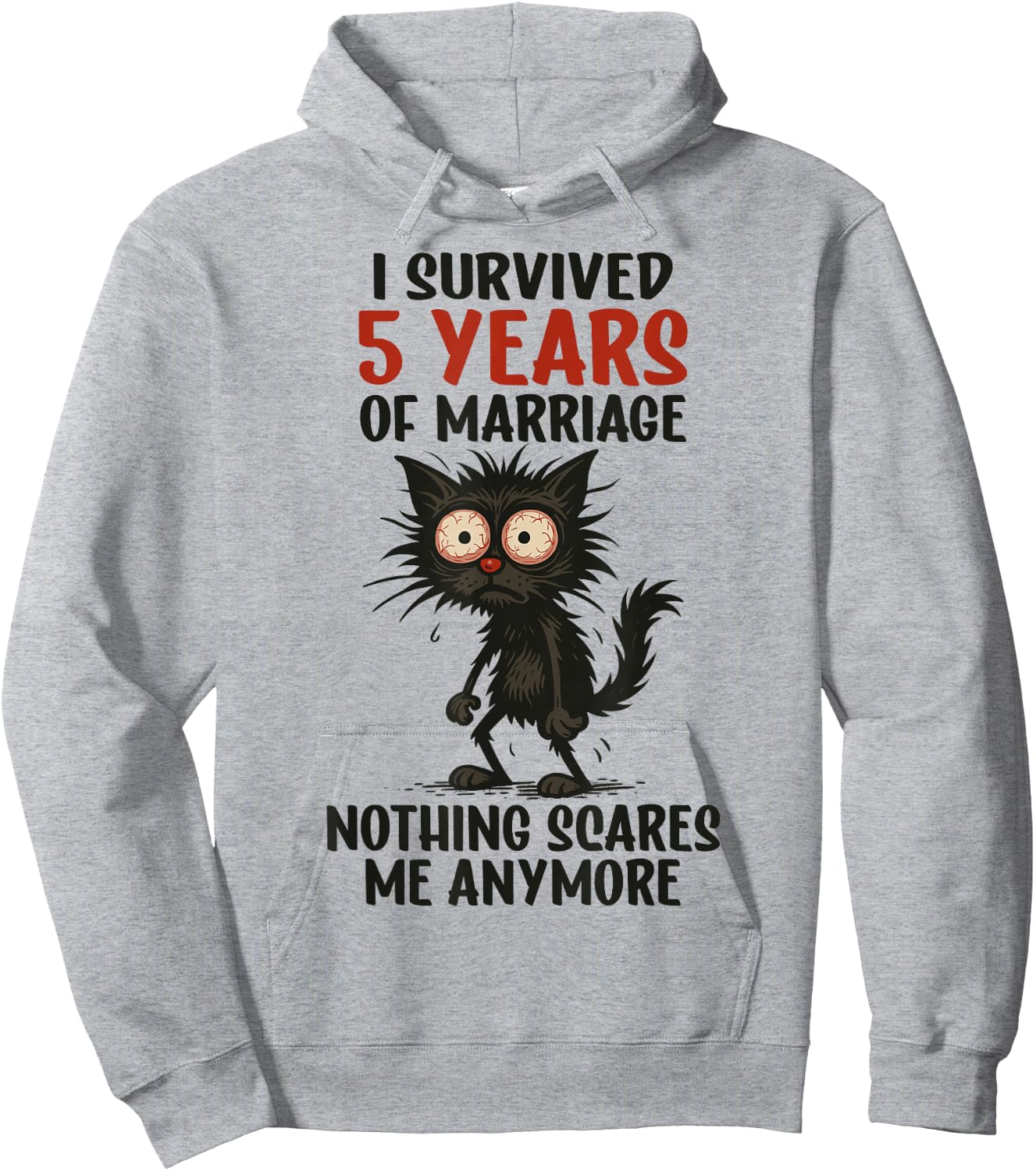 5th Wedding Anniversary, I Survived 5 Years of Marriage Hoodie - Hoodie | Ash