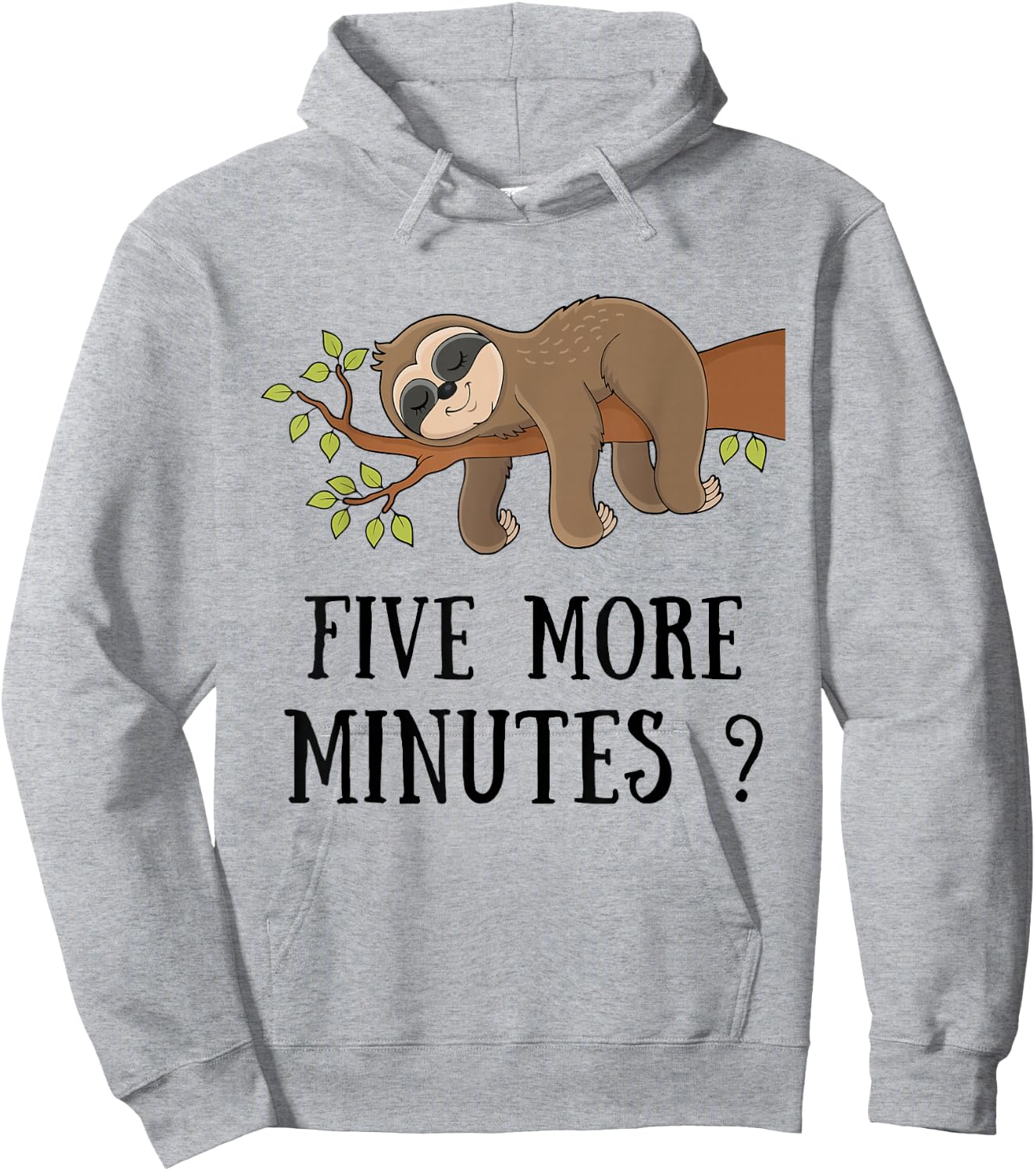 Funny Sloth "Five More Minutes" Sleep Bed Pajama Nightgown Hoodie - Hoodie | Ash