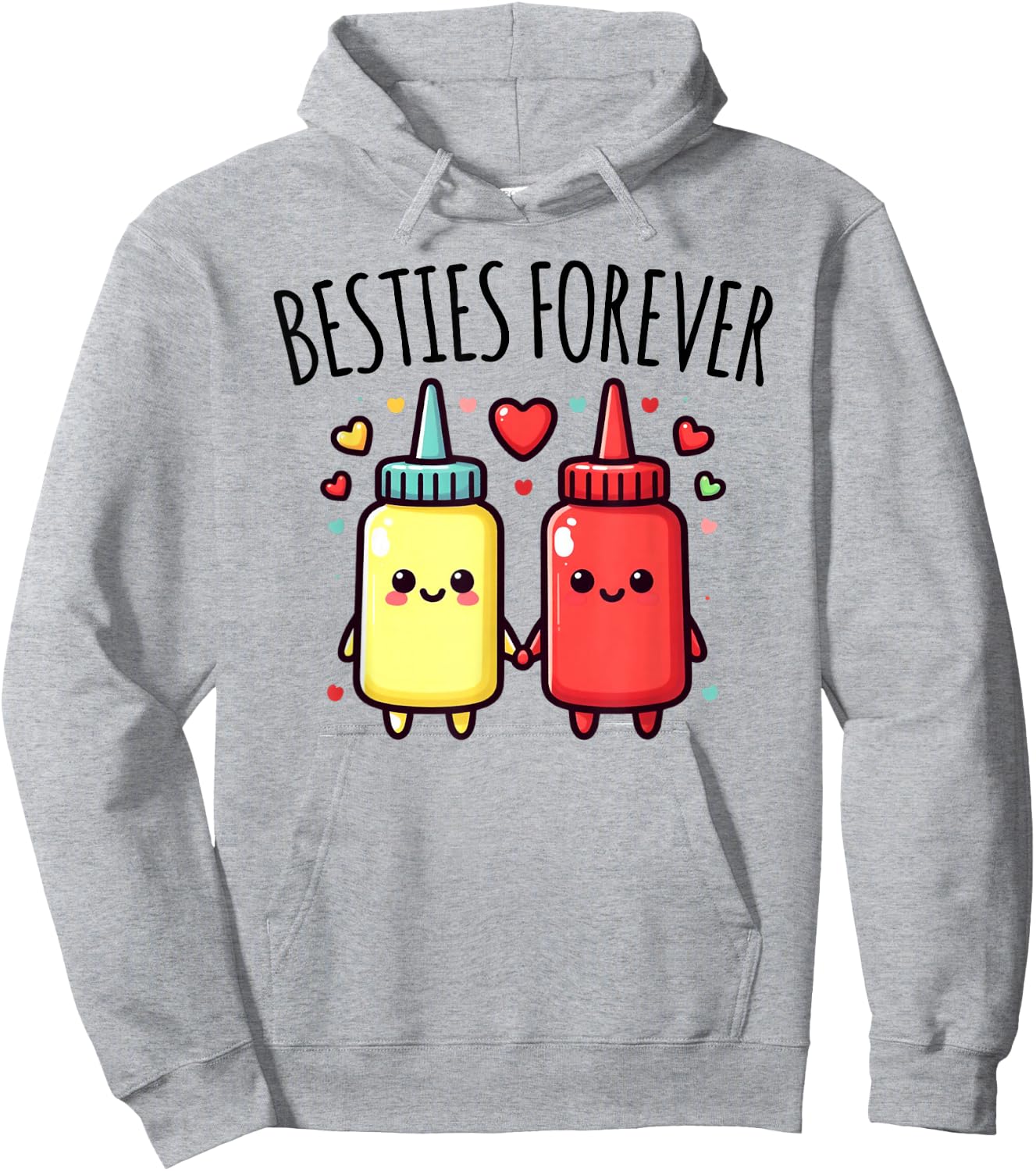 Kawaii Ketchup and Mustard Funny BFF Matching Best Friend Hoodie - Hoodie | Ash