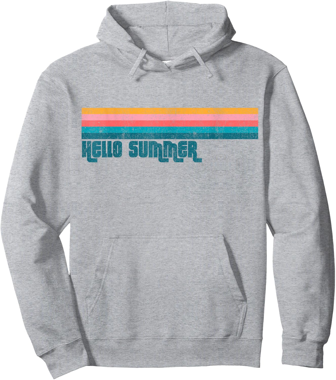 Vintage Hello Summer Retro Stripe Cute Beach Women's Gift Hoodie - Hoodie | Ash