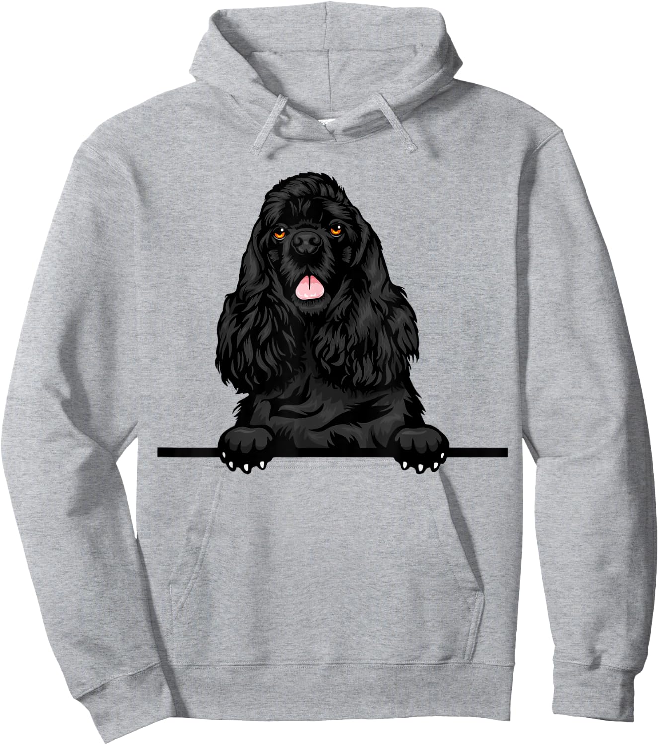 Peeking Black Cocker Spaniel Dog Women Girls Kids Hoodie - Hoodie | Ash