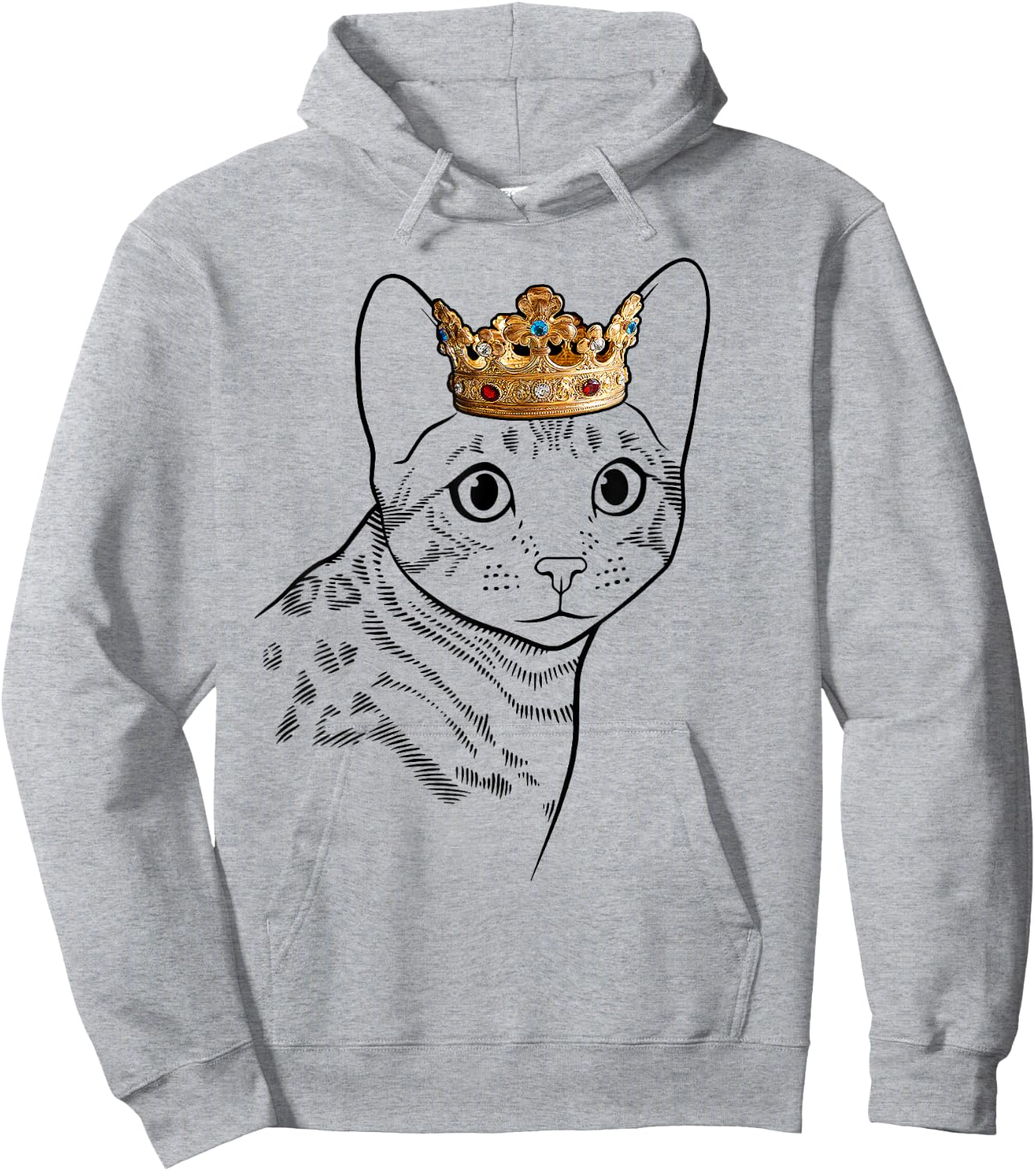 Bengal Cat Wearing Crown Men Women Girls Kids Hoodie - Hoodie | Ash