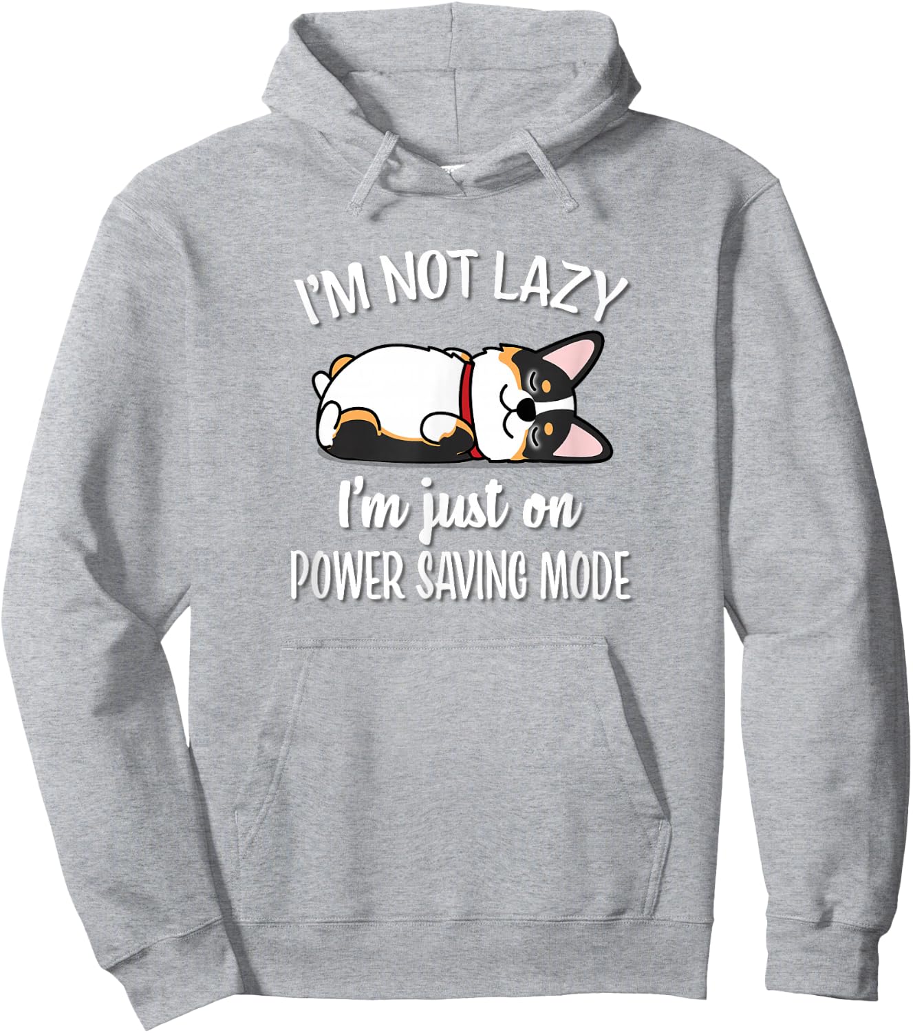 Funny Kawaii Lazy Nap Power Saving Mode Tricolor Corgi Lover Hoodie - Hoodie | Ash