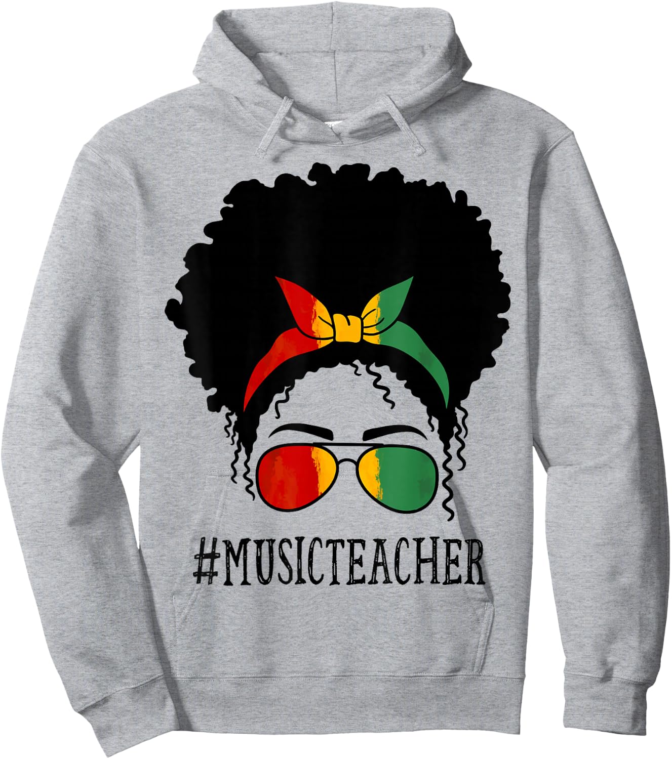 Music Teacher African Women Messy Bun Black History Month Hoodie - Hoodie | Ash