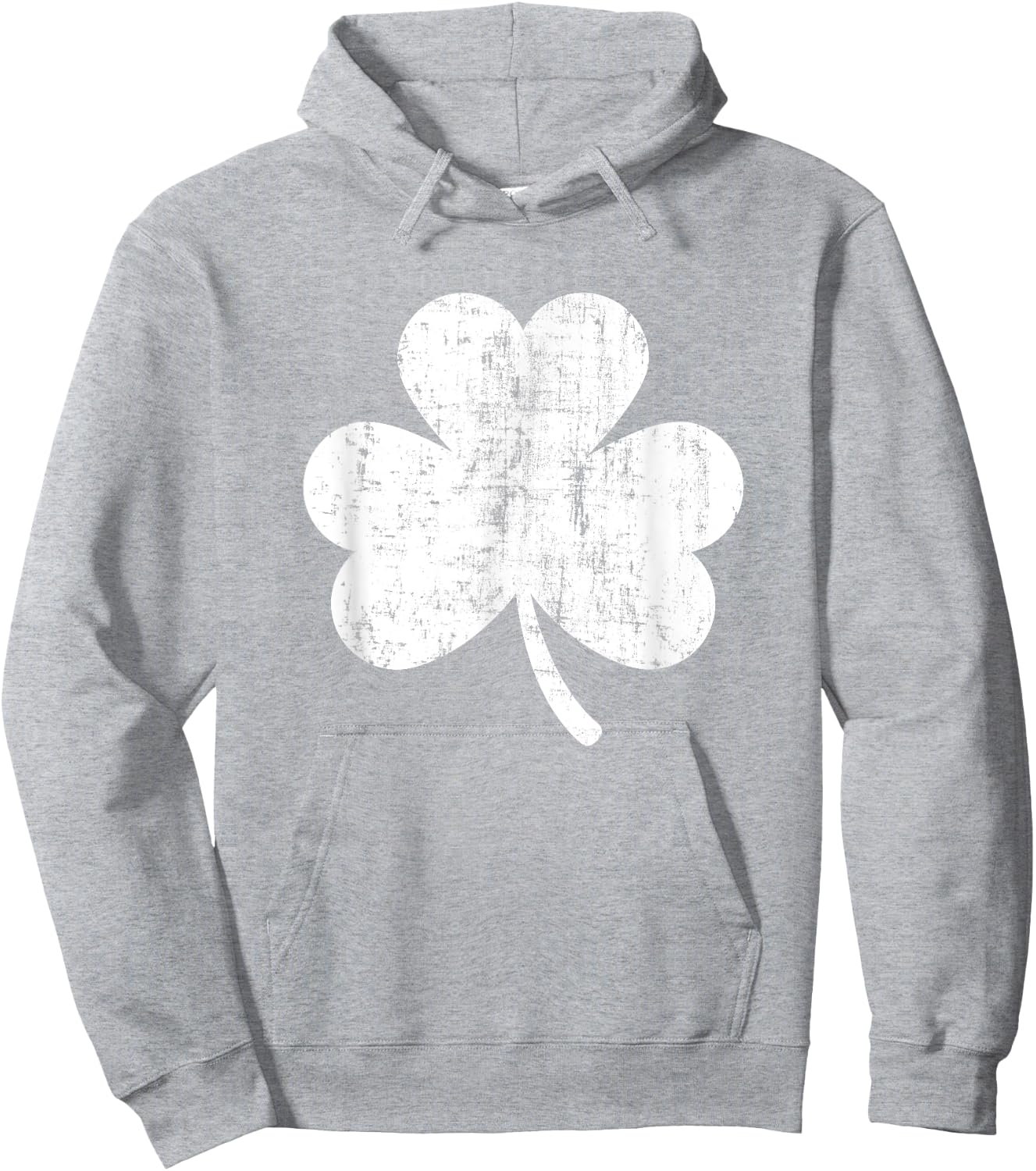 Shamrock Retro Distressed Three Leaf Clover St Patricks Day Hoodie - Hoodie | Ash