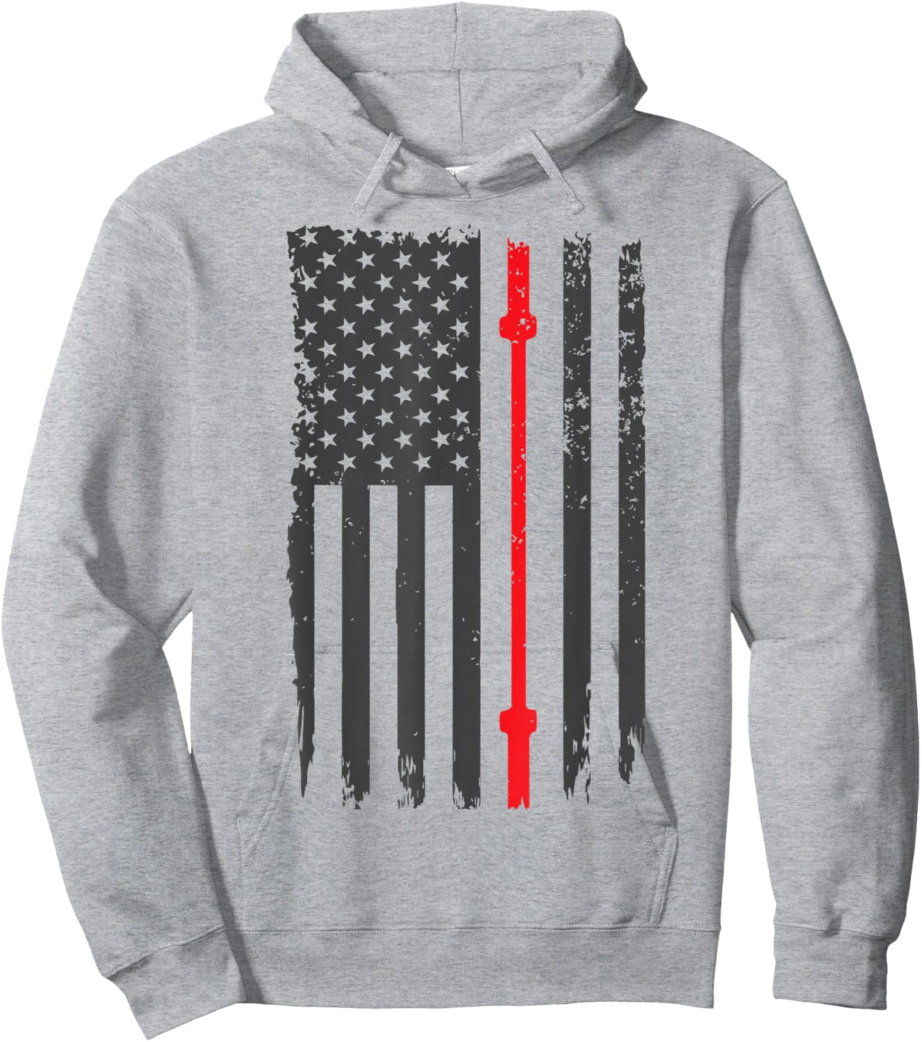 US American Flag Fitness Gym Barbell Powerlifting Patriotic Hoodie - Hoodie | Ash
