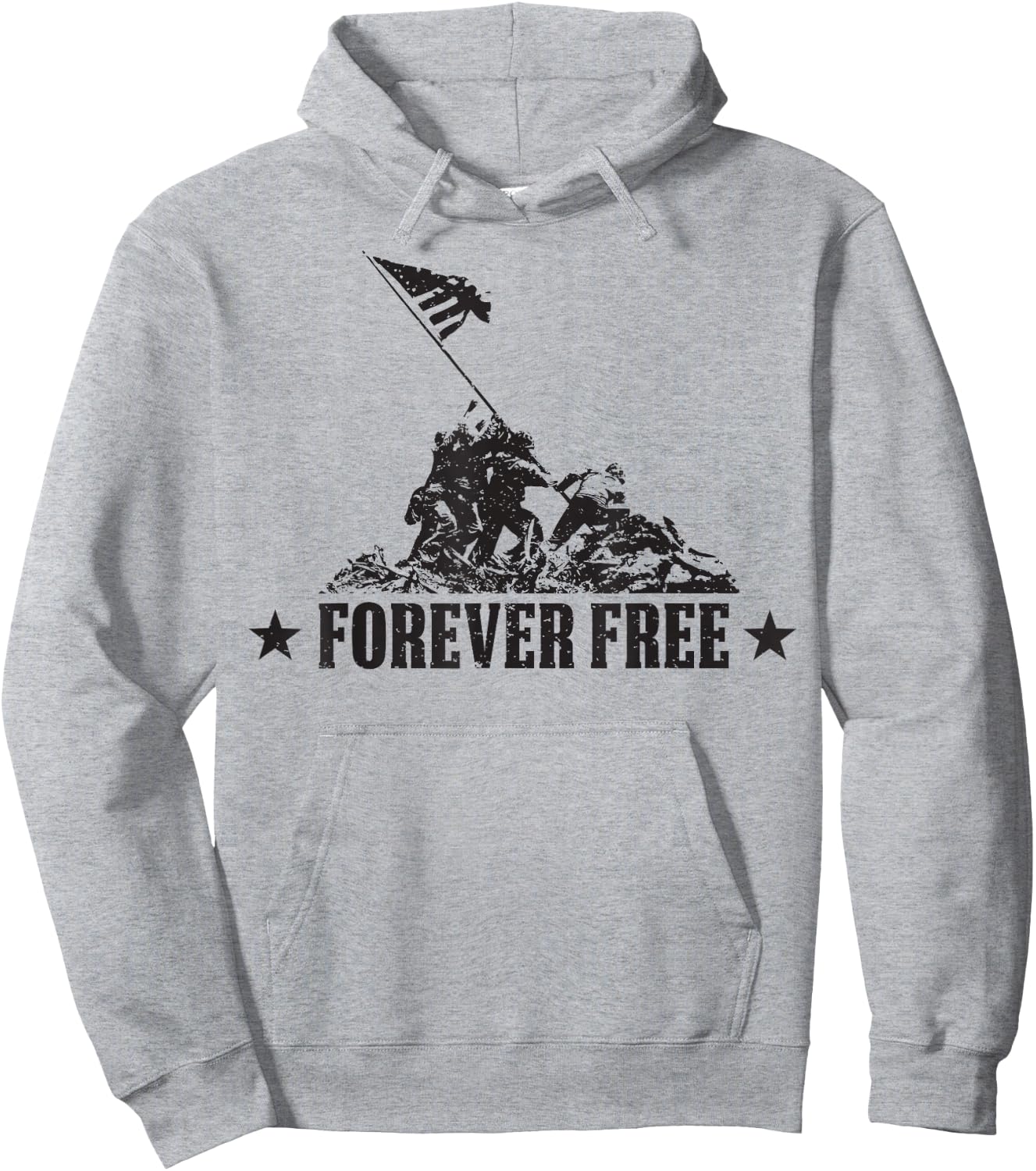 Independence Day Shirt Free Forever Iwo Jima WWII Soldiers Hoodie - Hoodie | Ash