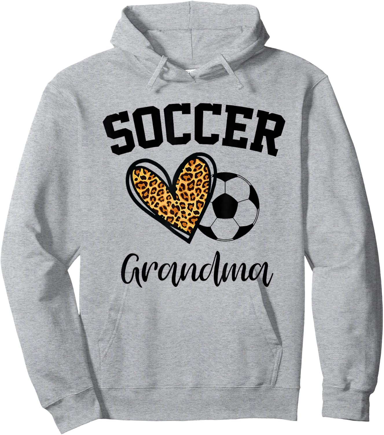 Soccer Grandma Leopard Heart Funny Mothers Day Hoodie - Hoodie | Ash