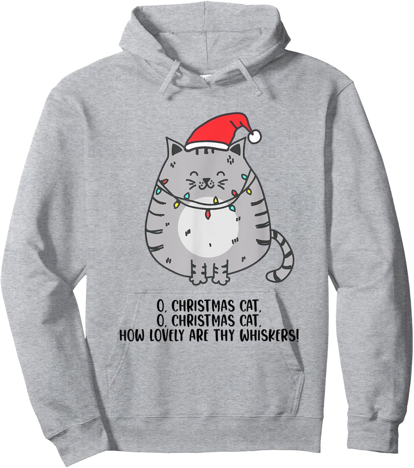 O Christmas Cat Funny Holiday Tree Carol Cat Lovers White Hoodie - Hoodie | Ash