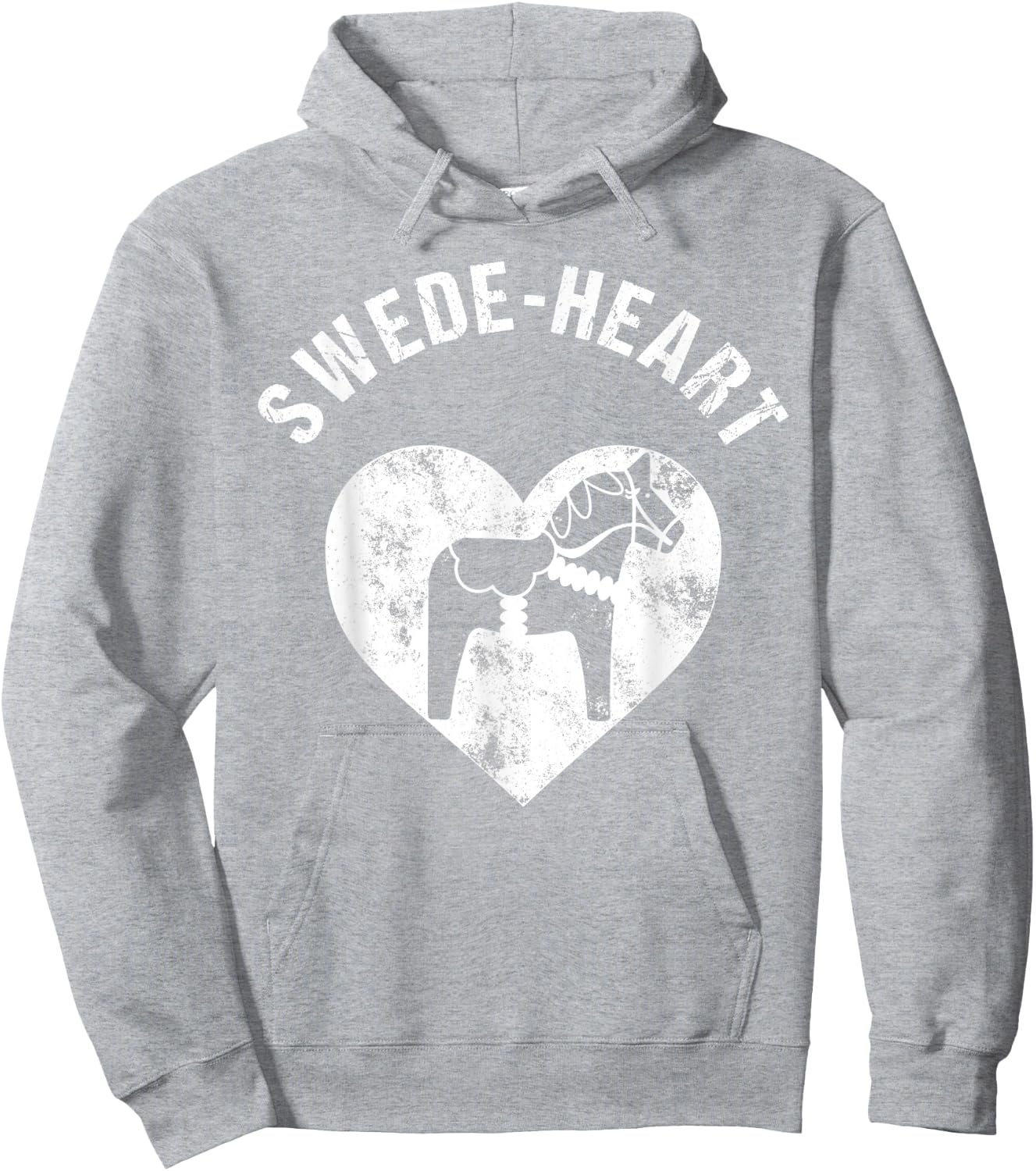 Dala Horse Heart Valentine's Day Swedish Swede Heart Hoodie - Hoodie | Ash