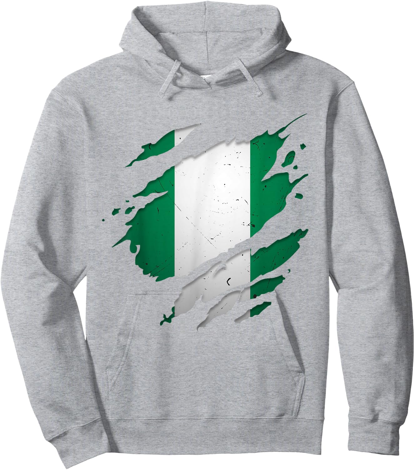Ripped Effect Nigeria Flag Map Patriotic Nigerian Hoodie - Hoodie | Ash