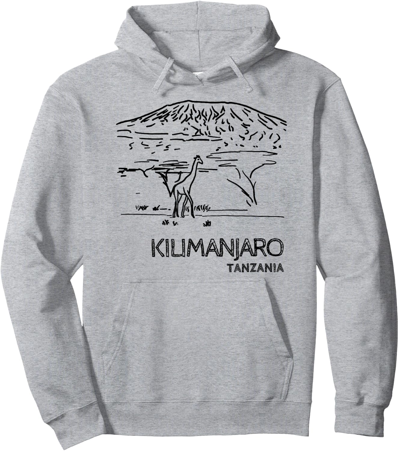 Kilimanjaro Tanzania Africa and Giraffe Mountain Hiking Hoodie - Hoodie | Ash