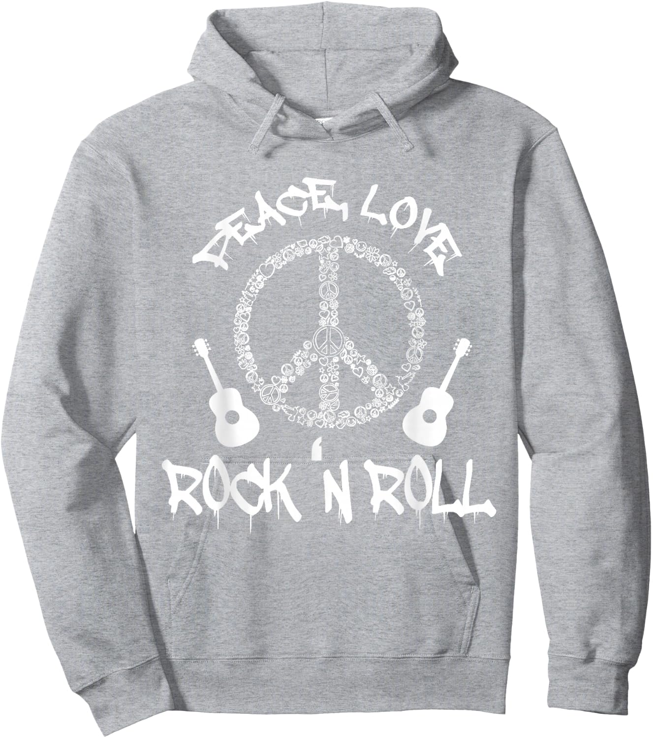 Funny Rock 'n Roll Gift Peace Love and Rock 'n Roll Hoodie - Hoodie | Ash
