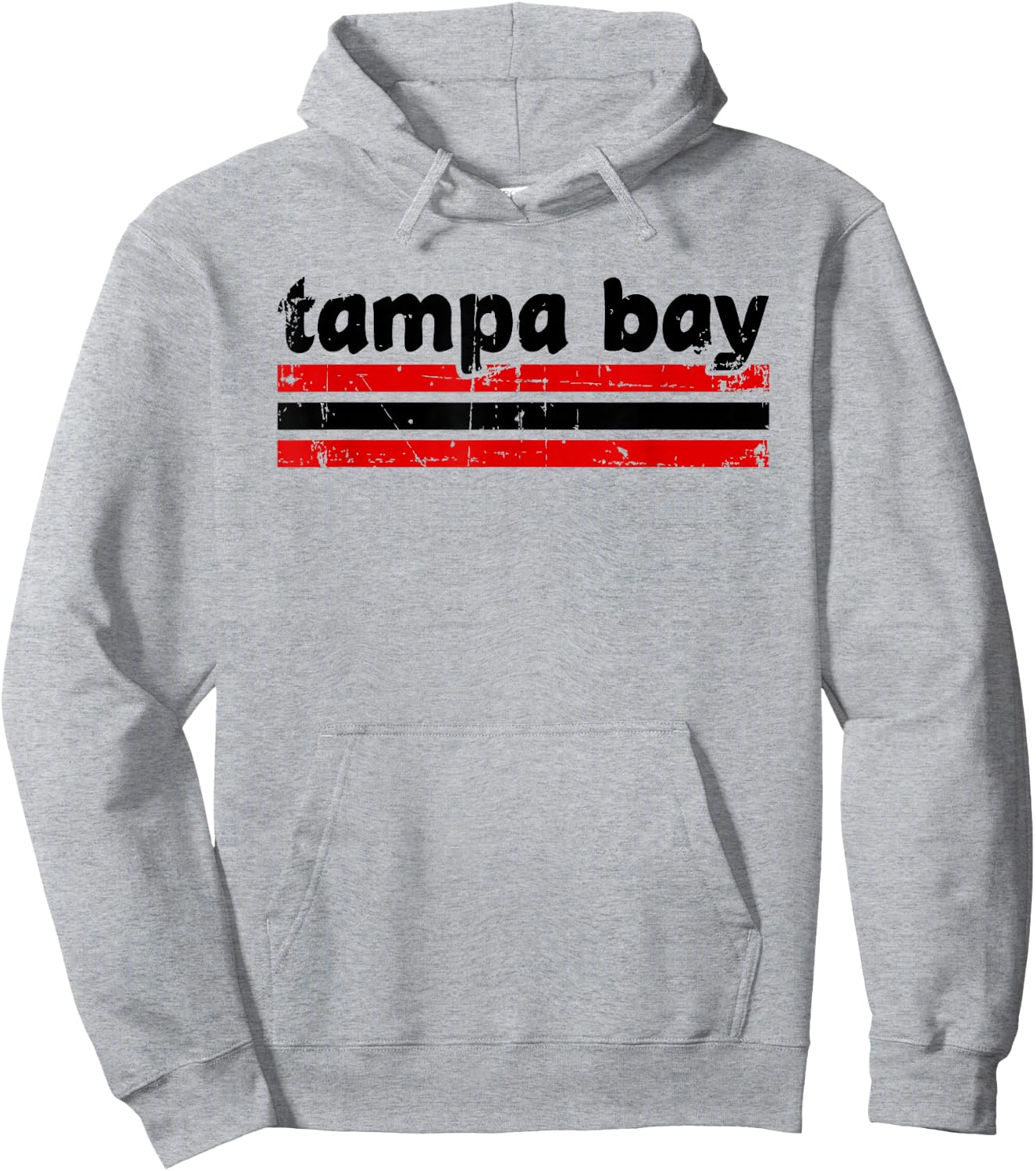 Tampa Bay Florida Three Stripe Vintage Weathered Hoodie - Hoodie | Ash